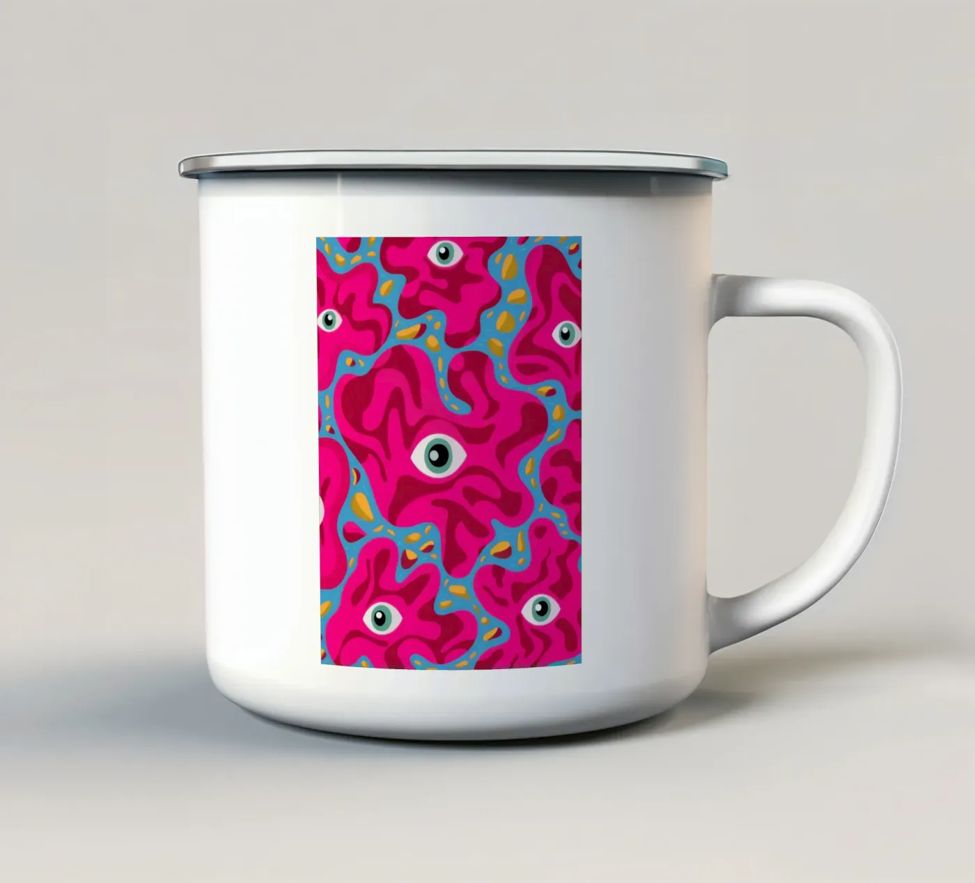 Psychedelic Eye Pattern enamel mug by Thistle Bloom