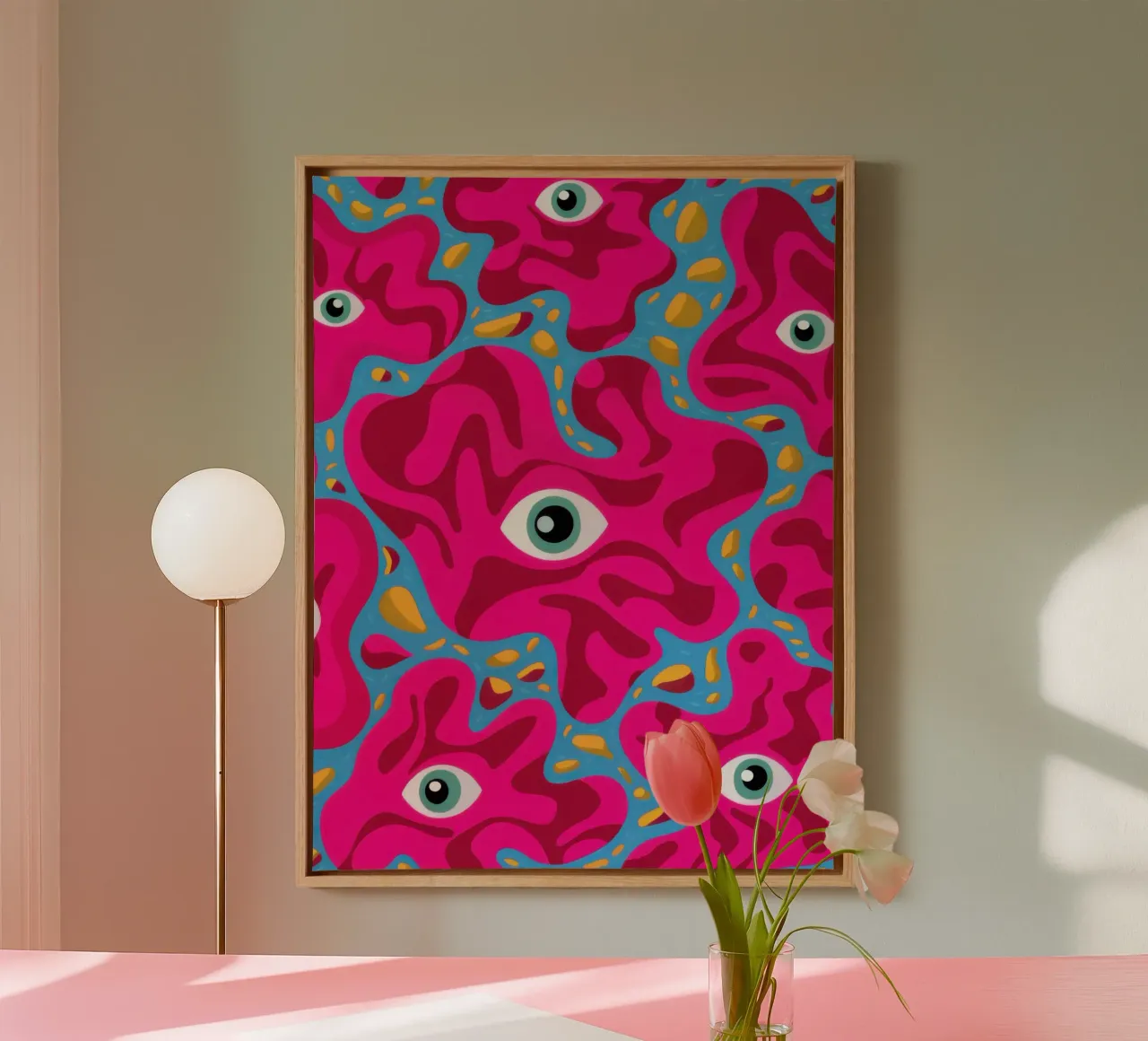 Psychedelisch Oogpatroon canvas met Baklijst van Thistle Bloom