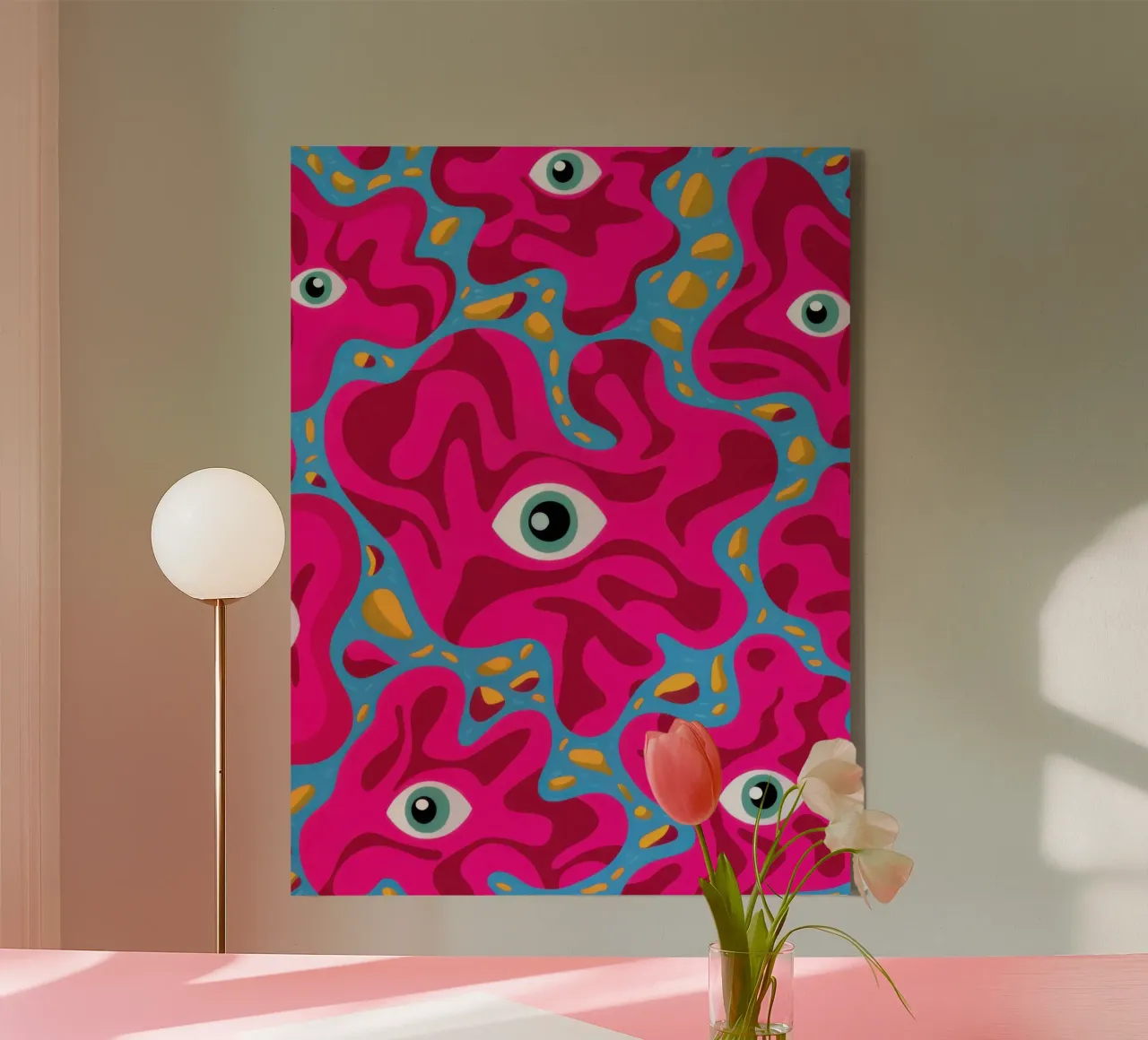 Psychedelisch Oogpatroon canvas met Baklijst van Thistle Bloom