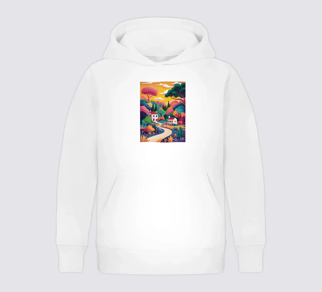 Idyllic Village Path kids hoodie by Lunar Valentina