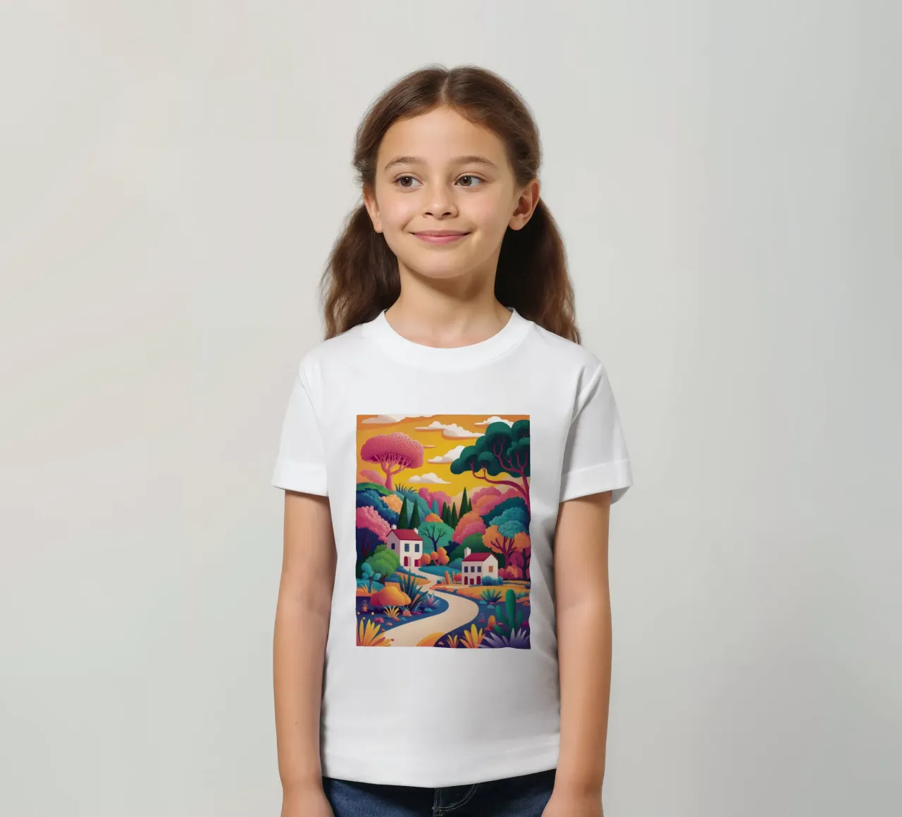 Idyllischer Dorfpfad Kinder T-Shirt von Lunar Valentina