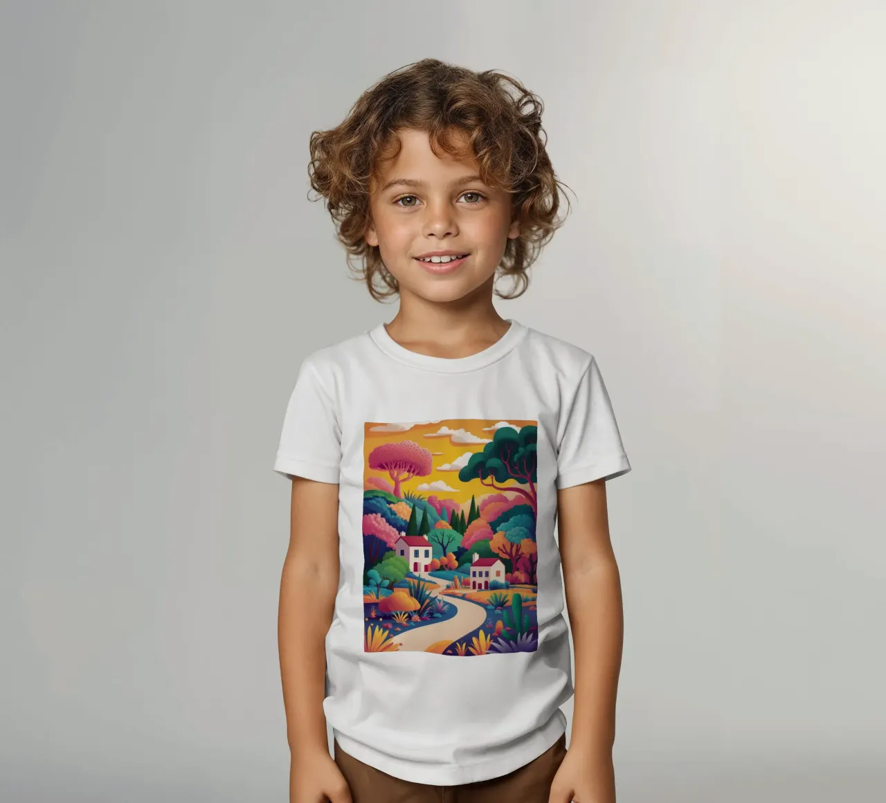 Idyllischer Dorfpfad Kinder T-Shirt von Lunar Valentina