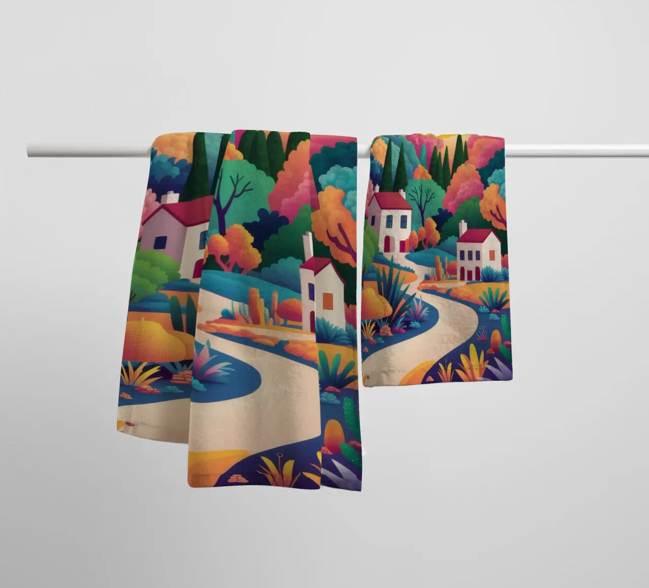 Idyllic Village Path towel by Lunar Valentina