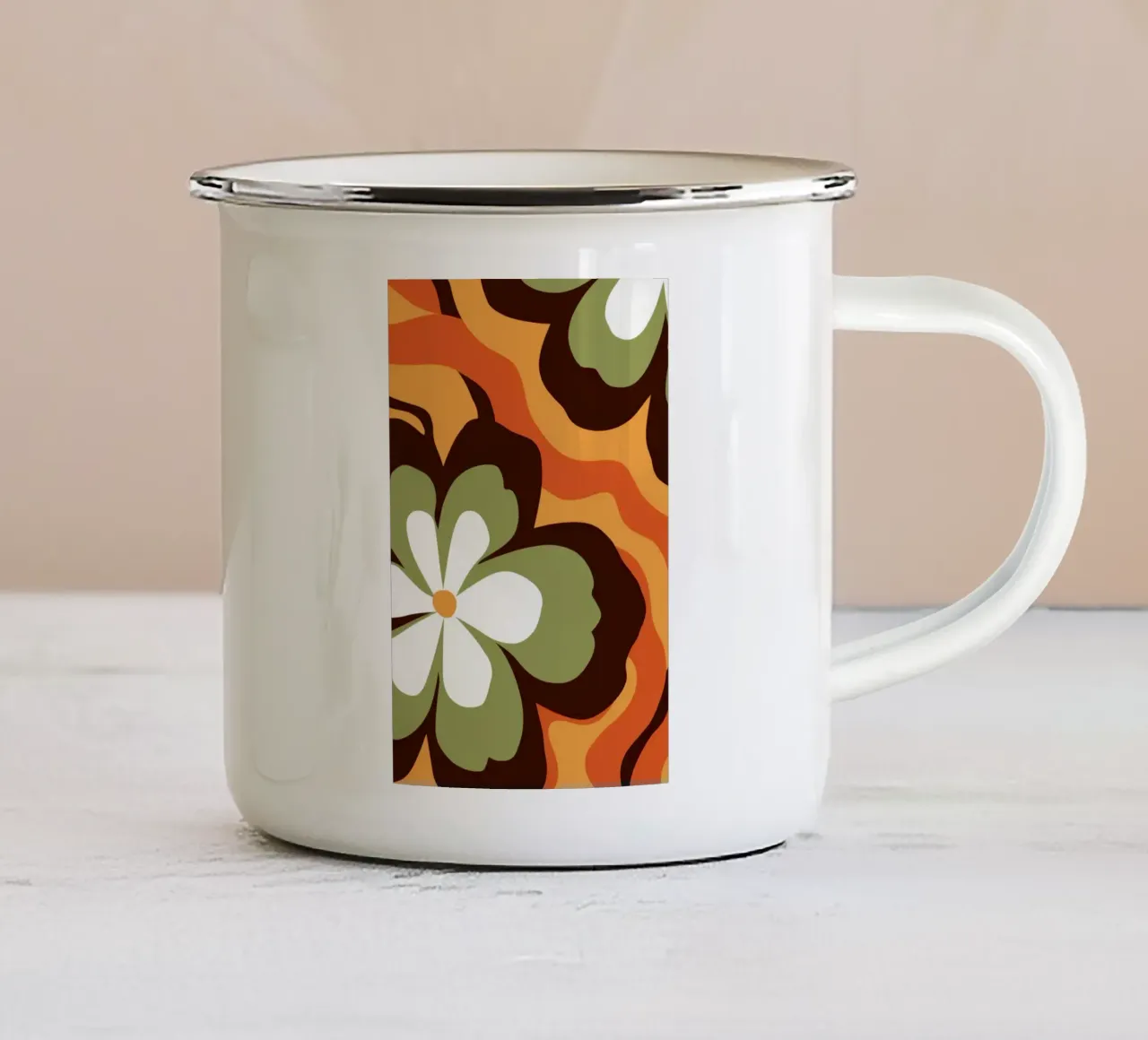 Retro bloemengroove emaille mok van Frosh Pallete