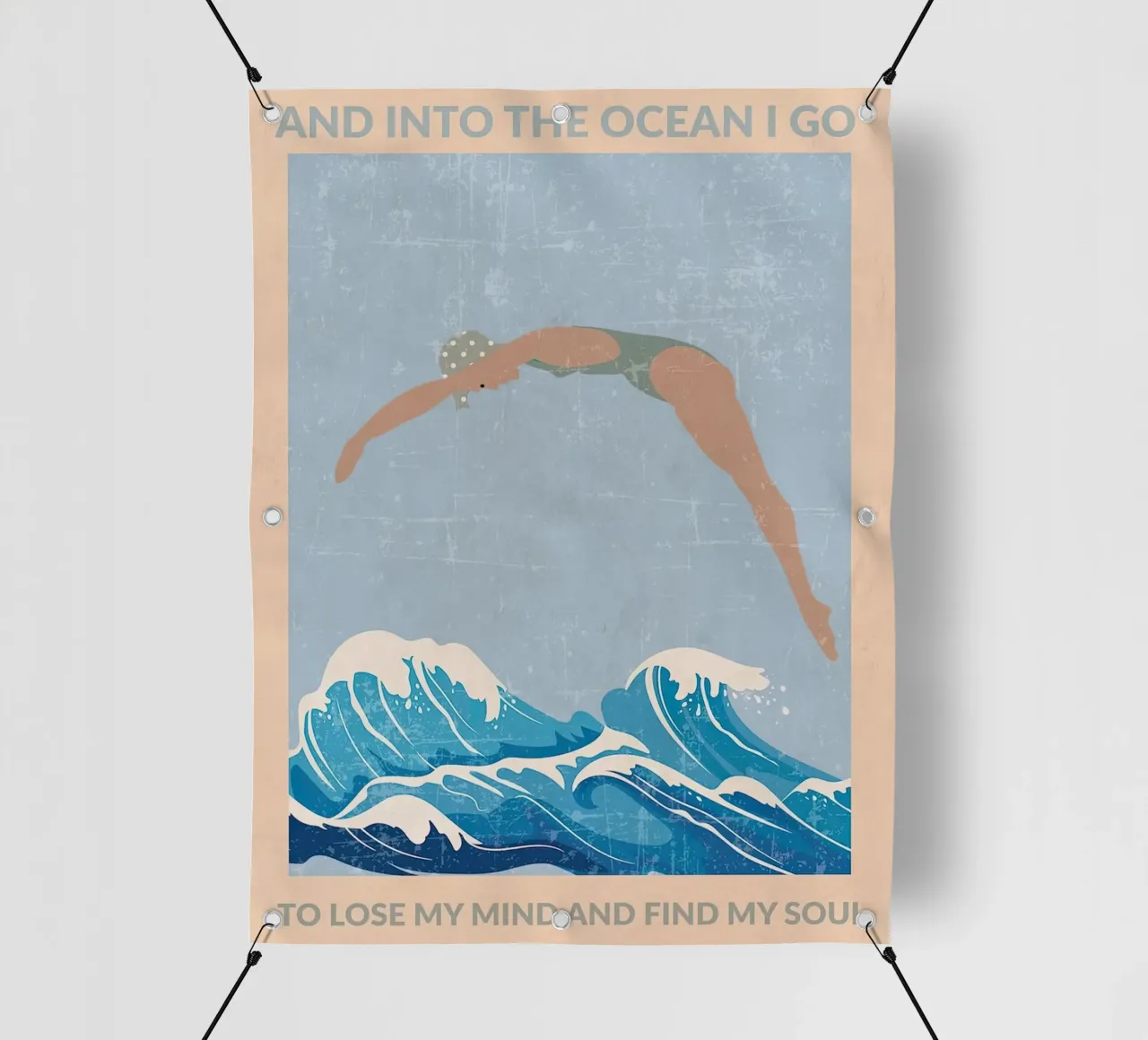 Nell'oceano vado (grigio) telo in pvc da Blue Water