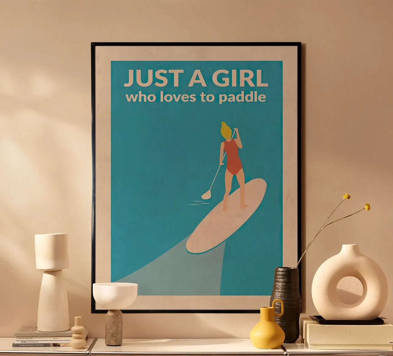 Solo una ragazza che amava pagaiare (bionda) carta hahnemühle da Blue Water