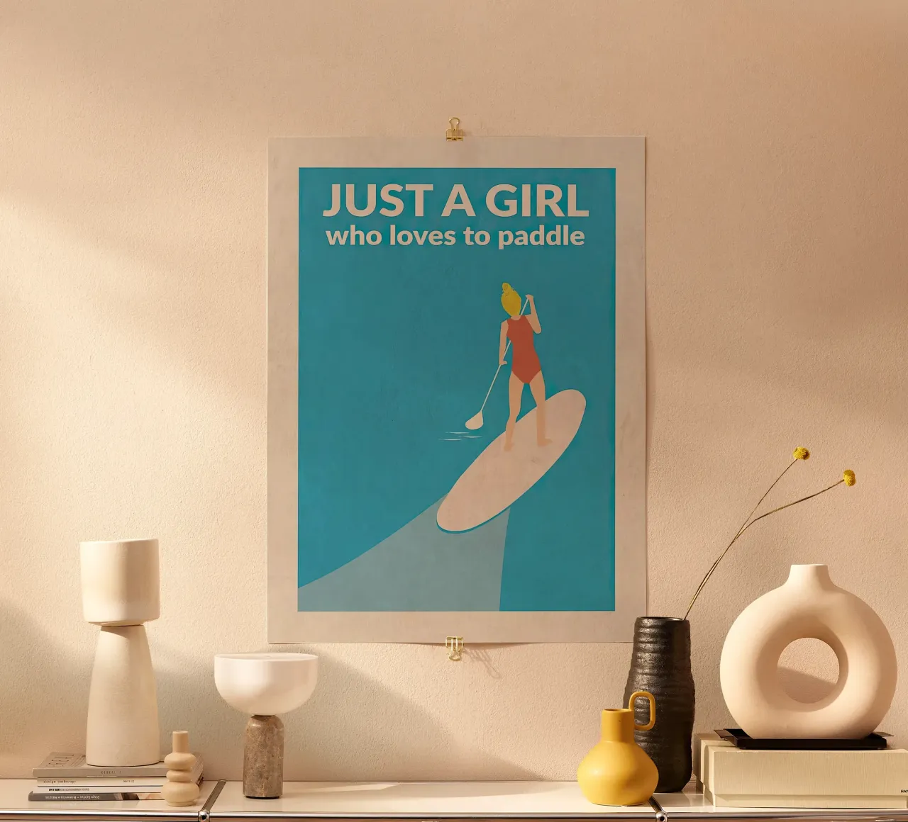 Solo una ragazza che amava pagaiare (bionda) carta hahnemühle da Blue Water