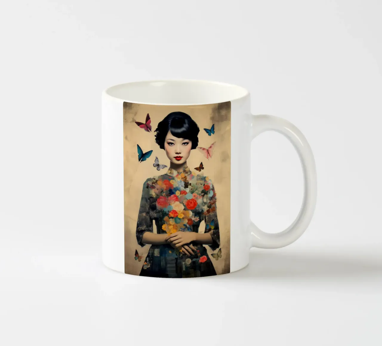 Farfalla asiatica tazza in ceramica da Tameo
