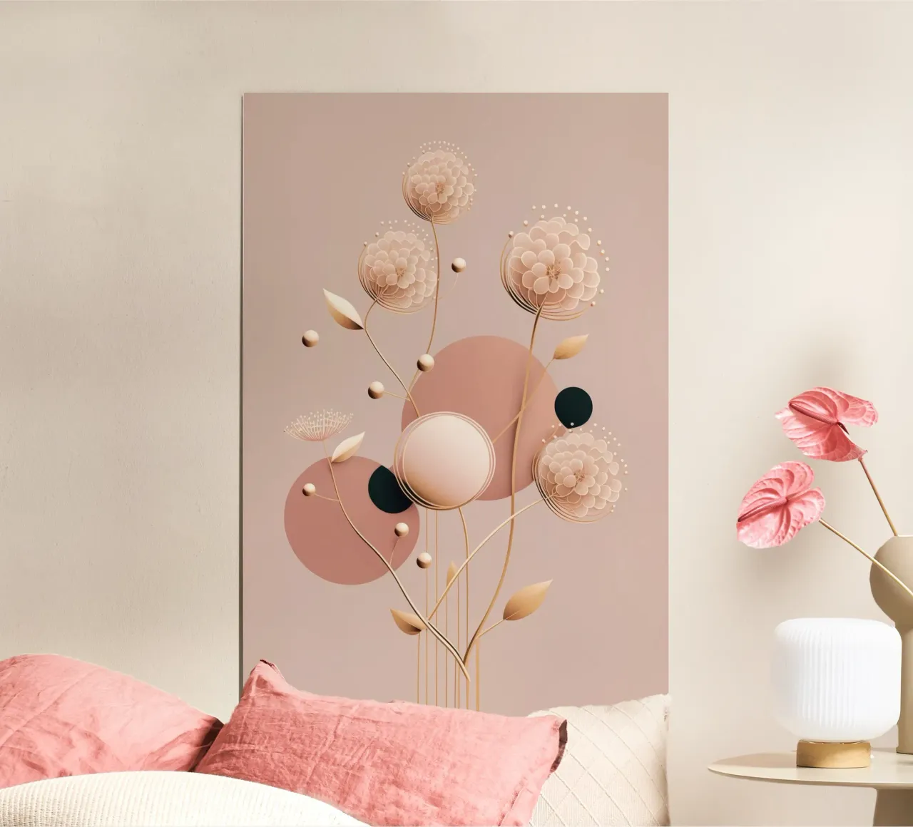 Bubblegum Astratto Minimalista Estetico Floreale 3 poster con telaio in plastica da Tameo