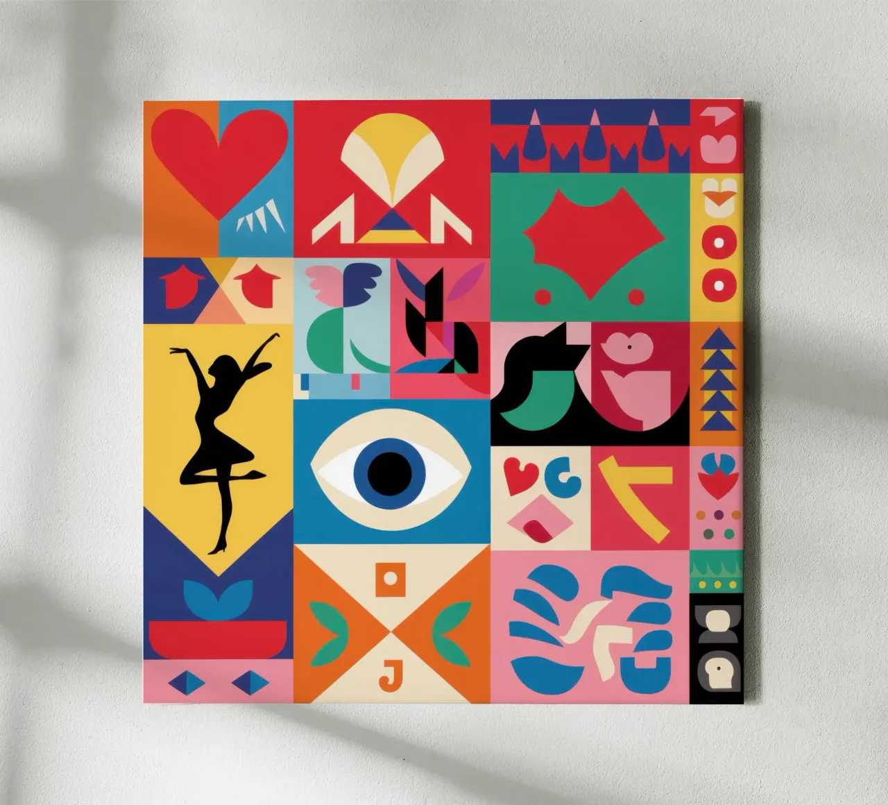 Symbolisches Liebesraster Leinwand mit Schattenfugenrahmen von Frosh Pallete