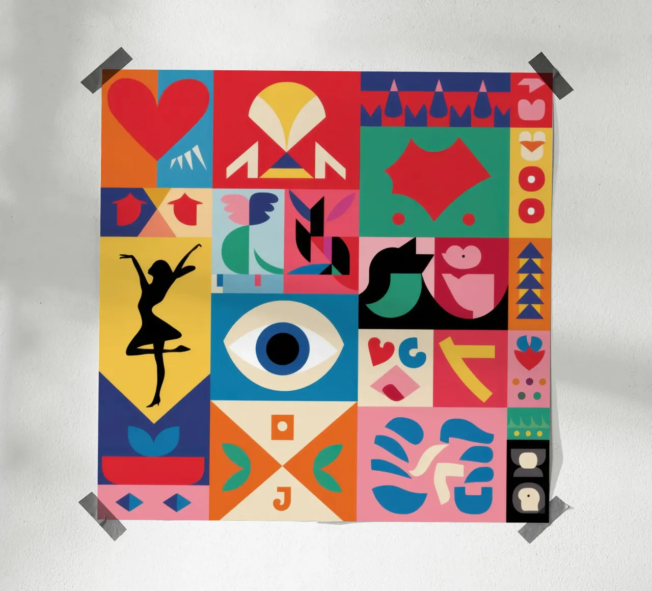 Griglia simbolica dell'amore poster con telaio in legno da Frosh Pallete