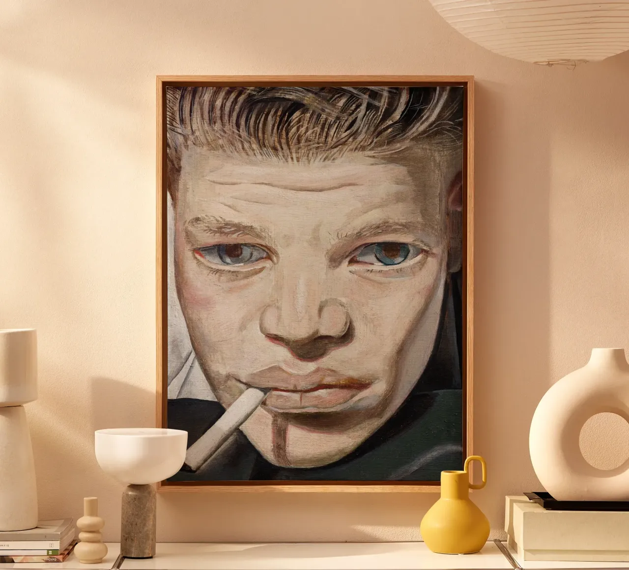 Rauchender Junge - Lucia Freud Leinwand von julyebayprint