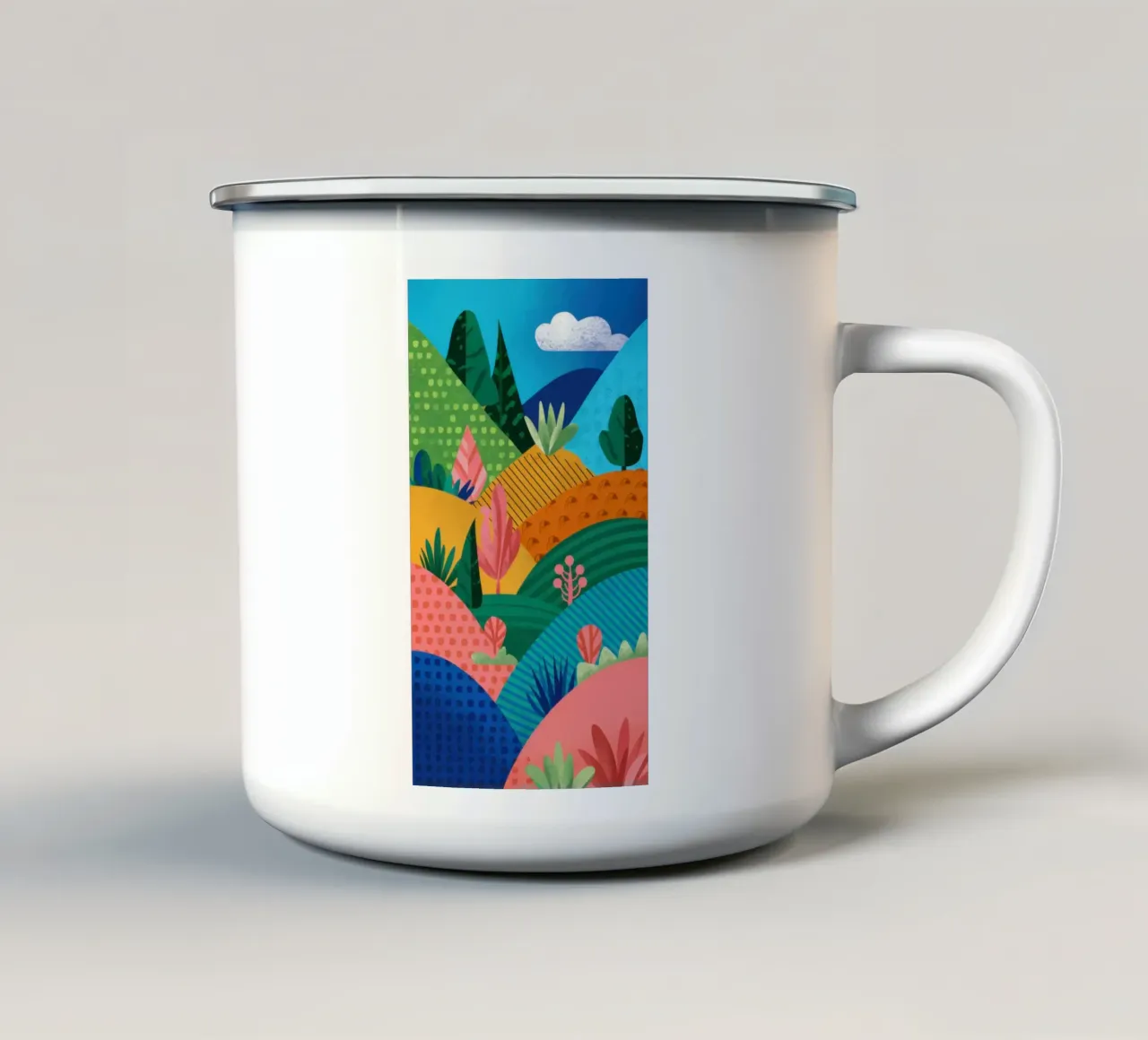Vivace vista sulla collina tazza in smalto da Line Fable