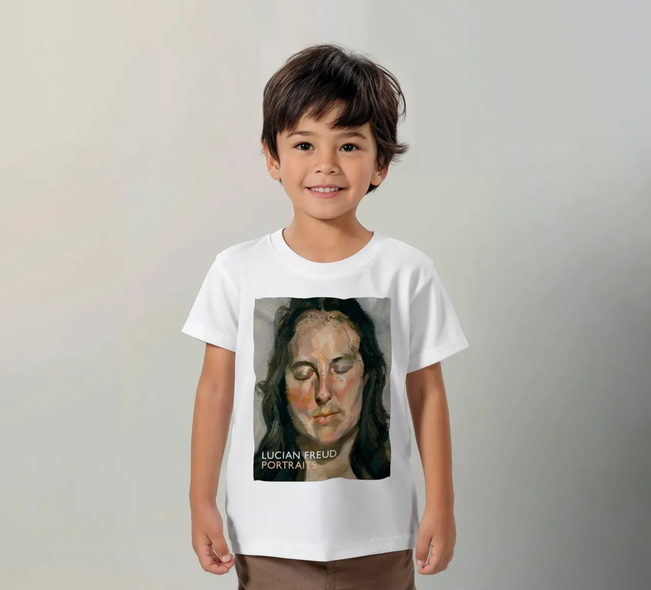 Lucian Freud Portraits kids t-shirt by julyebayprint