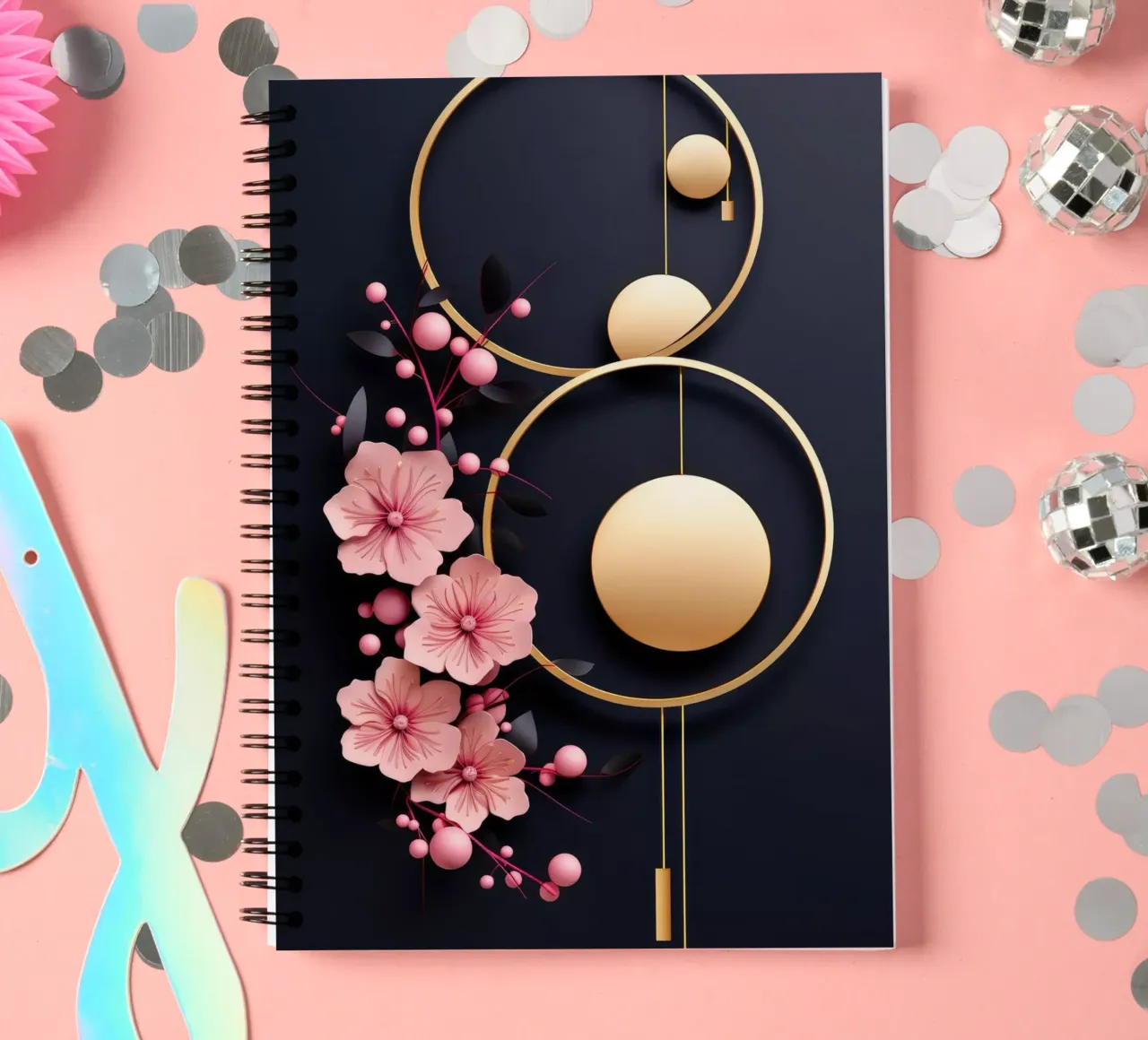 Bubblegum Abstract Minimalistic Aesthetic Floral 4 spiral notebook by Tameo