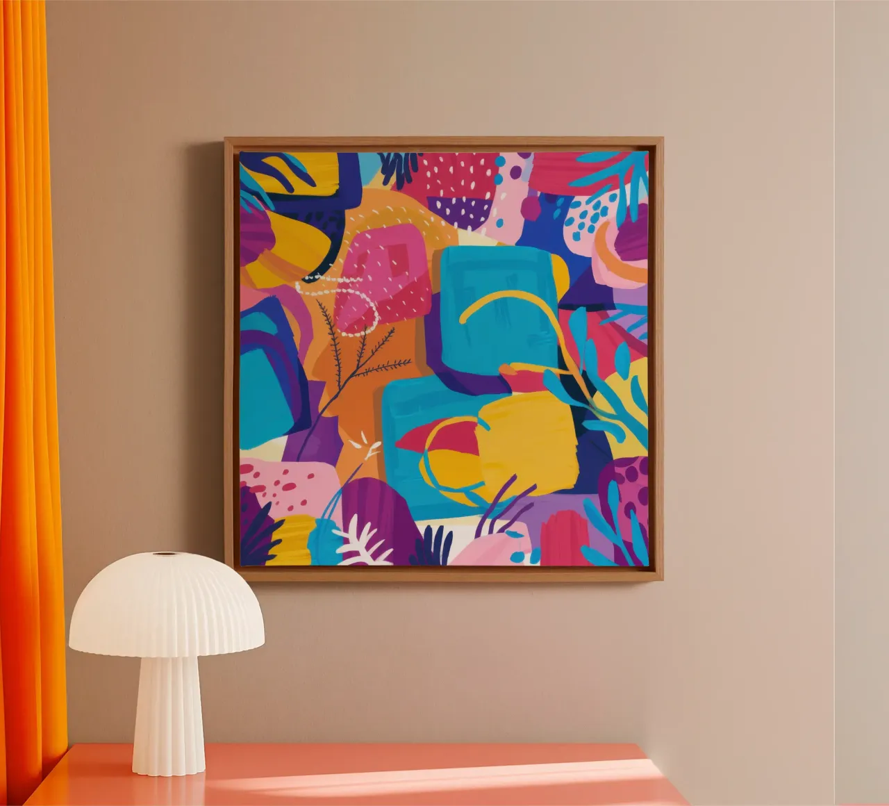 Vrolijke abstracte stroming canvas met Baklijst van Lunar Valentina