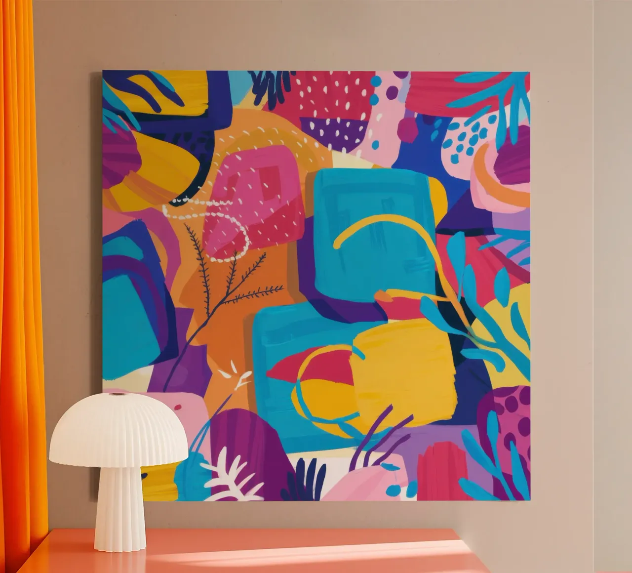 Vrolijke abstracte stroming canvas met Baklijst van Lunar Valentina