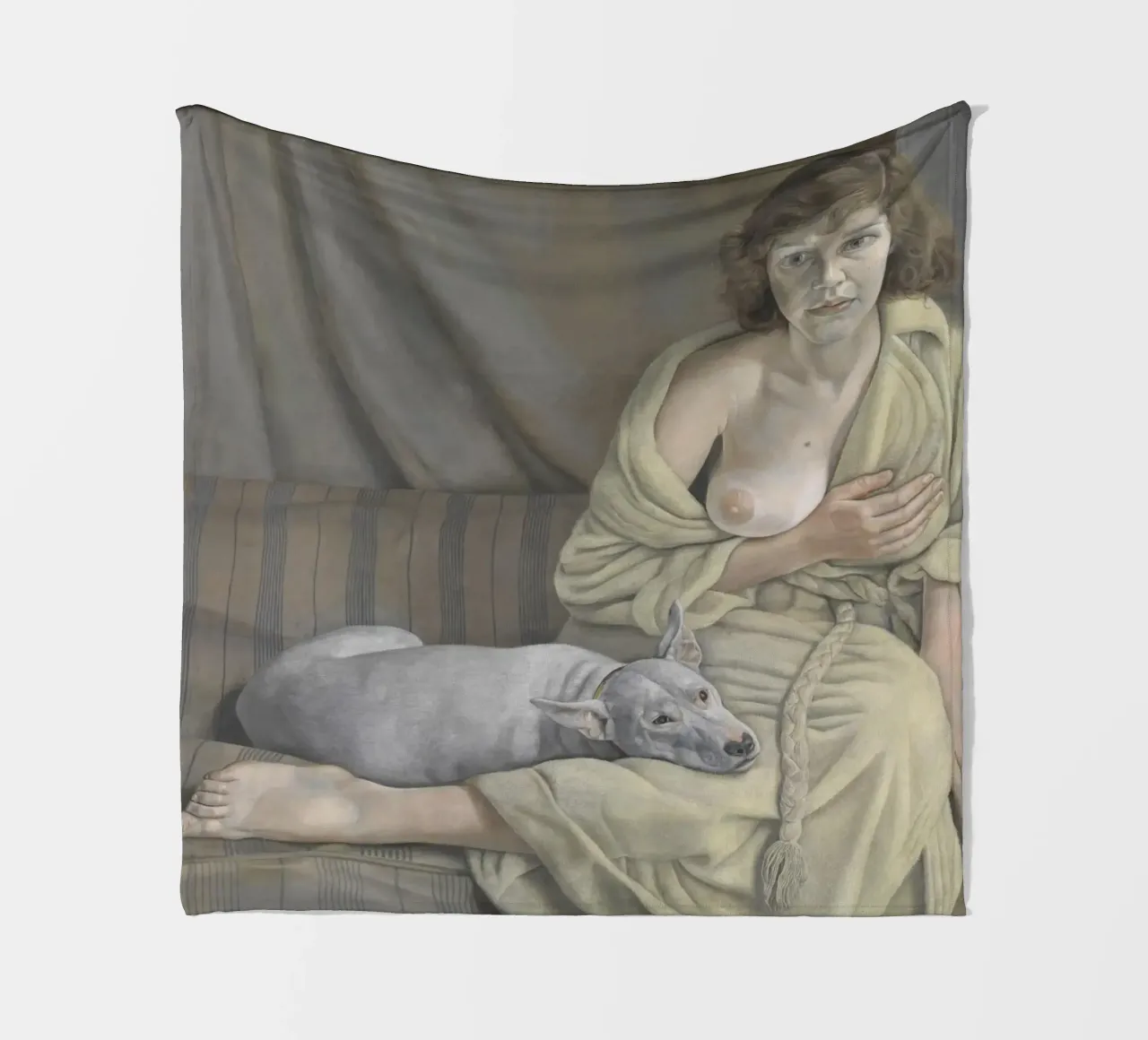 La ragazza con il cane bianco - Lucian Freud coperta in pile da julyebayprint