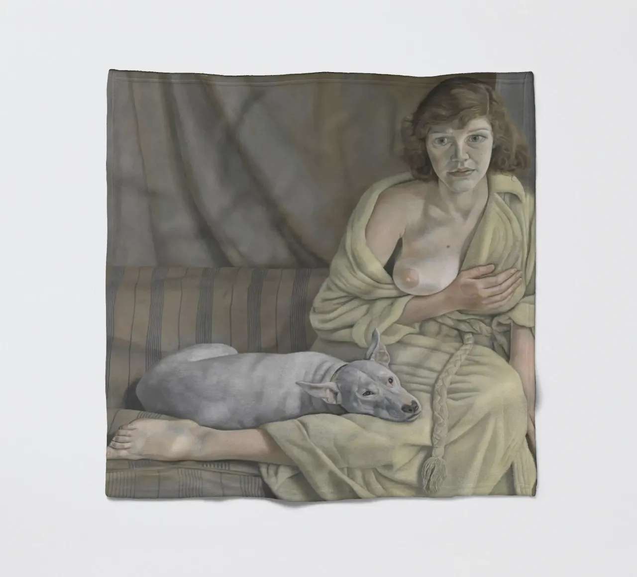 La ragazza con il cane bianco - Lucian Freud coperta in pile da julyebayprint