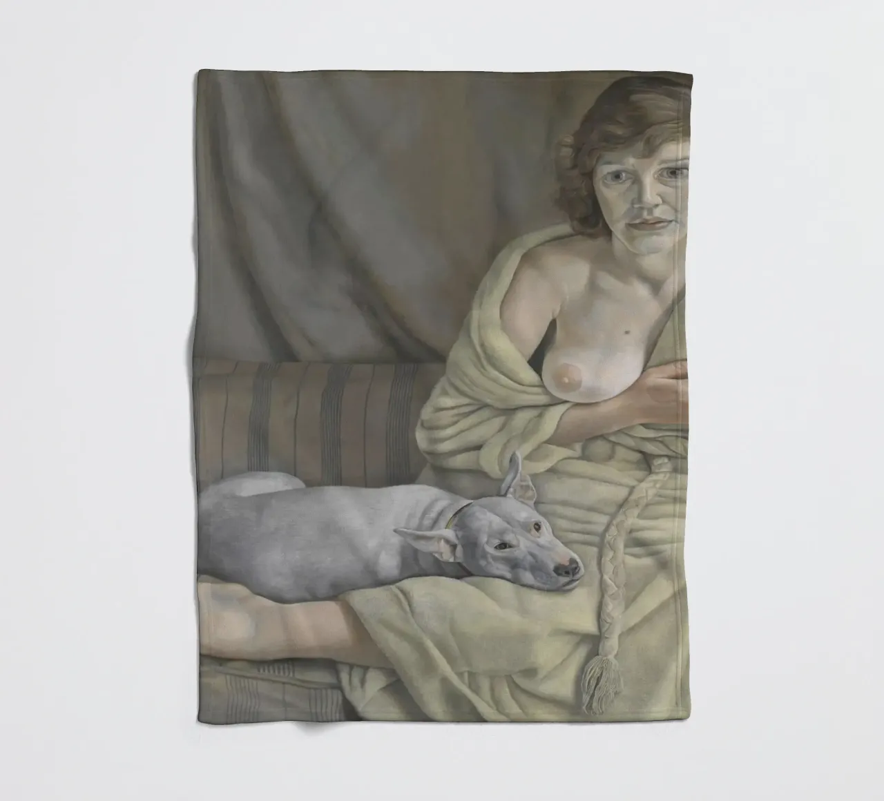 La ragazza con il cane bianco - Lucian Freud coperta in pile da julyebayprint