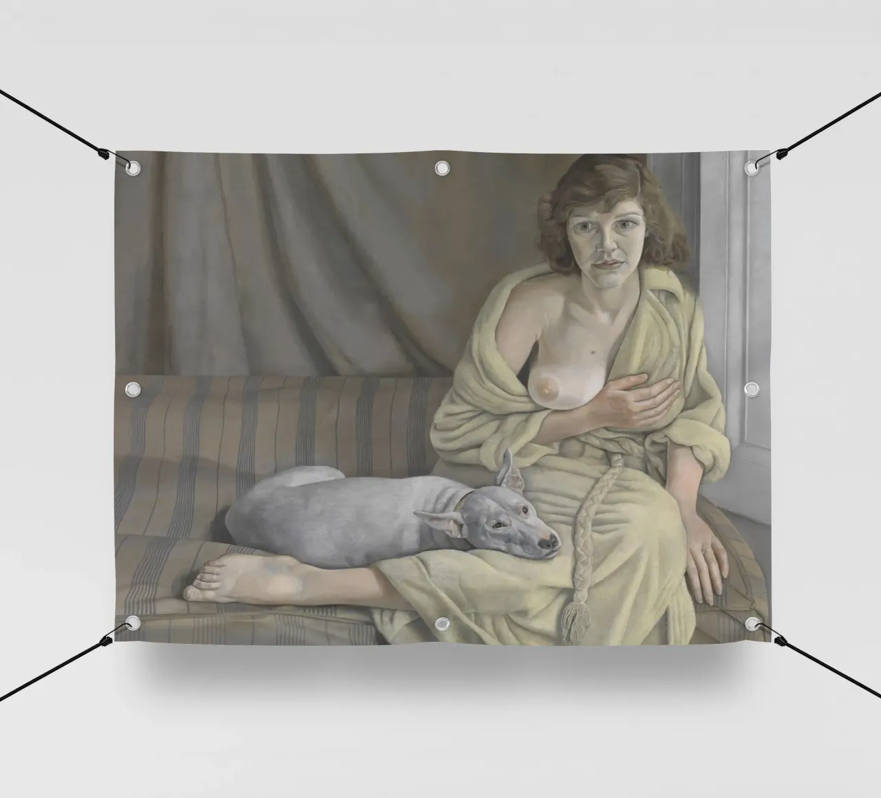 La ragazza con il cane bianco - Lucian Freud telo in pvc da julyebayprint