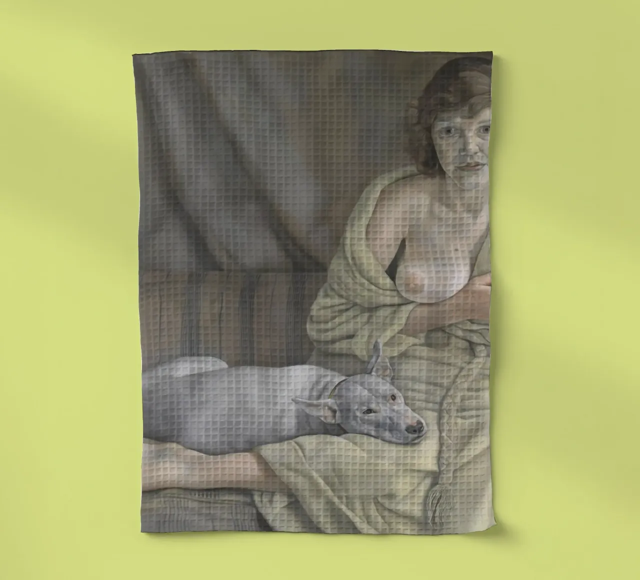 La ragazza con il cane bianco - Lucian Freud canovaccio da cucina da julyebayprint