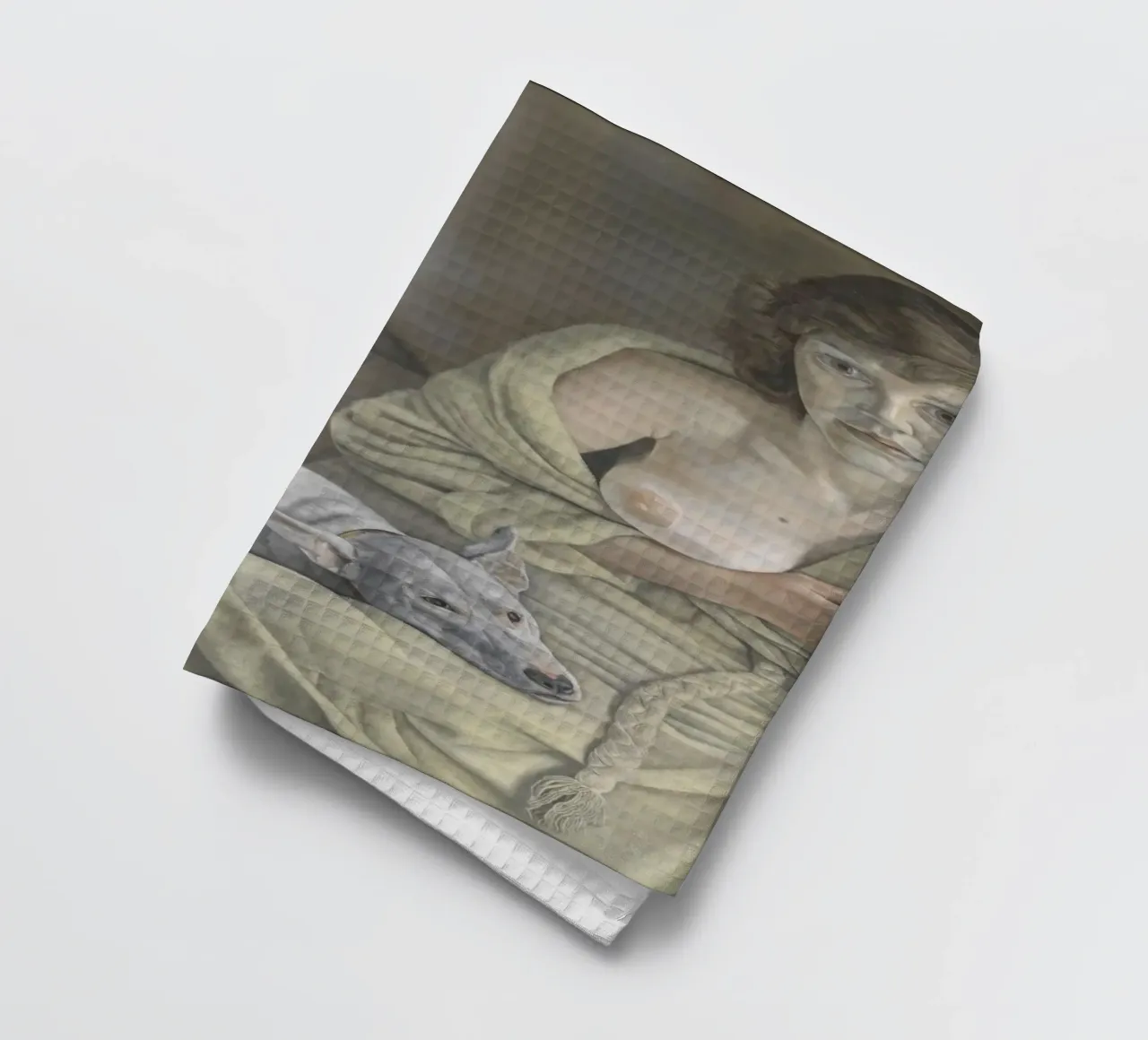 La ragazza con il cane bianco - Lucian Freud canovaccio da cucina da julyebayprint