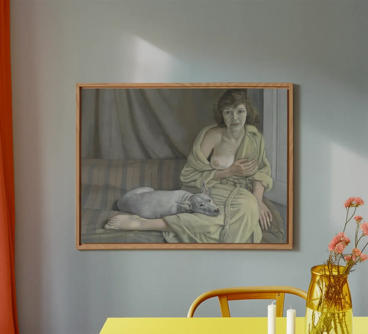La ragazza con il cane bianco - Lucian Freud alluminio dibond da julyebayprint