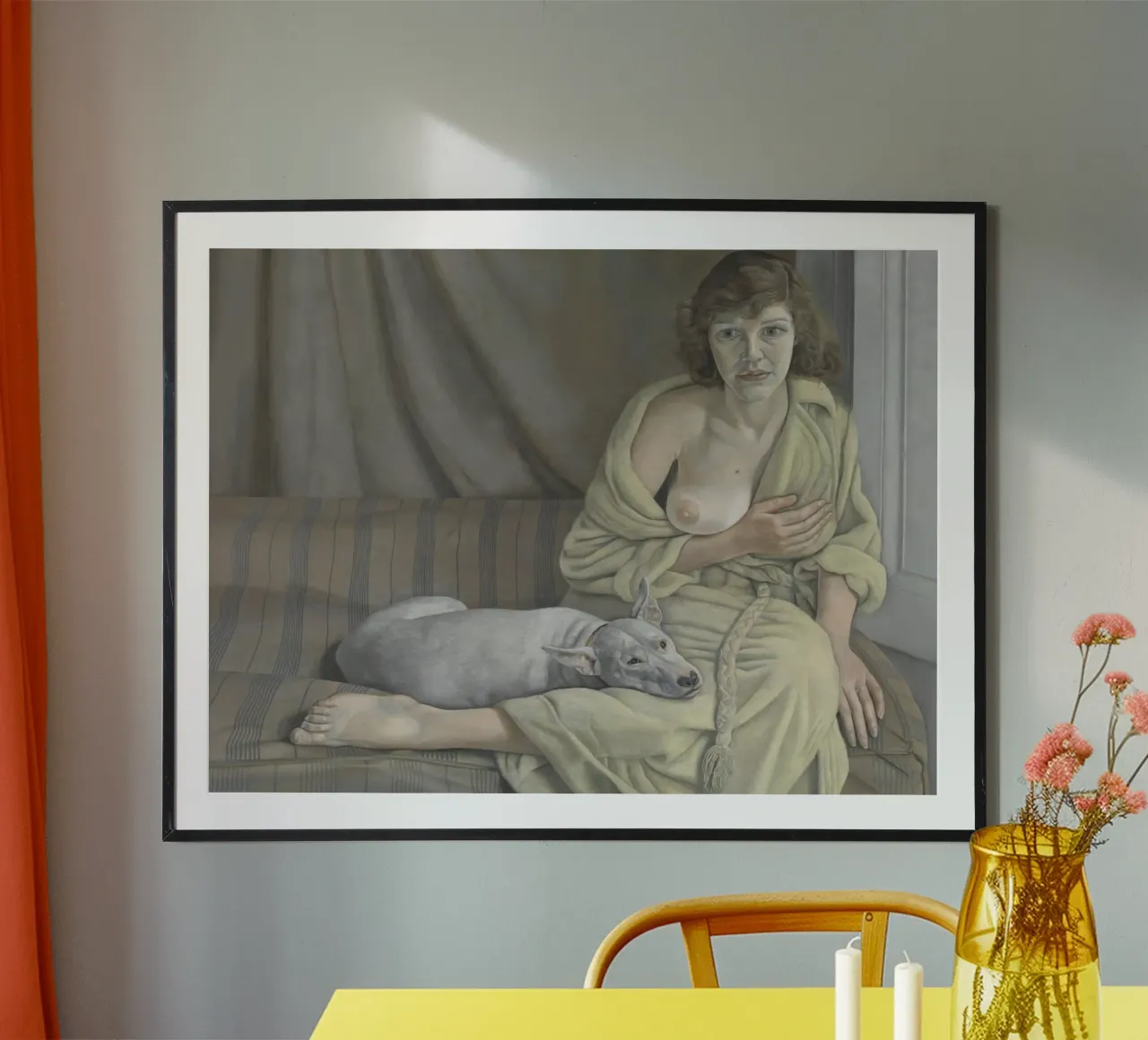 La ragazza con il cane bianco - Lucian Freud carta hahnemühle da julyebayprint