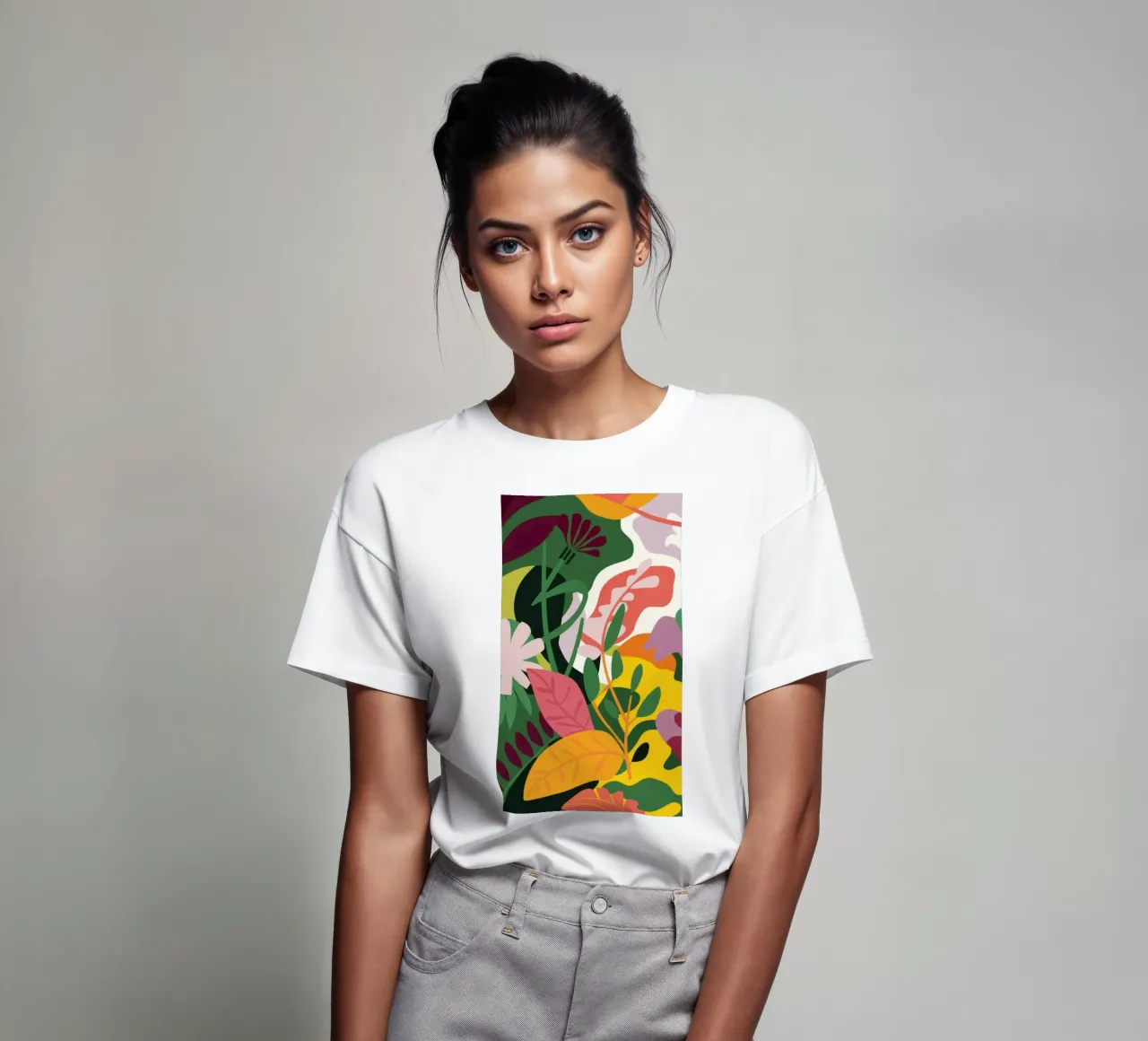 Flamingo's Abstract Jungle t-shirt by Thistle Bloom
