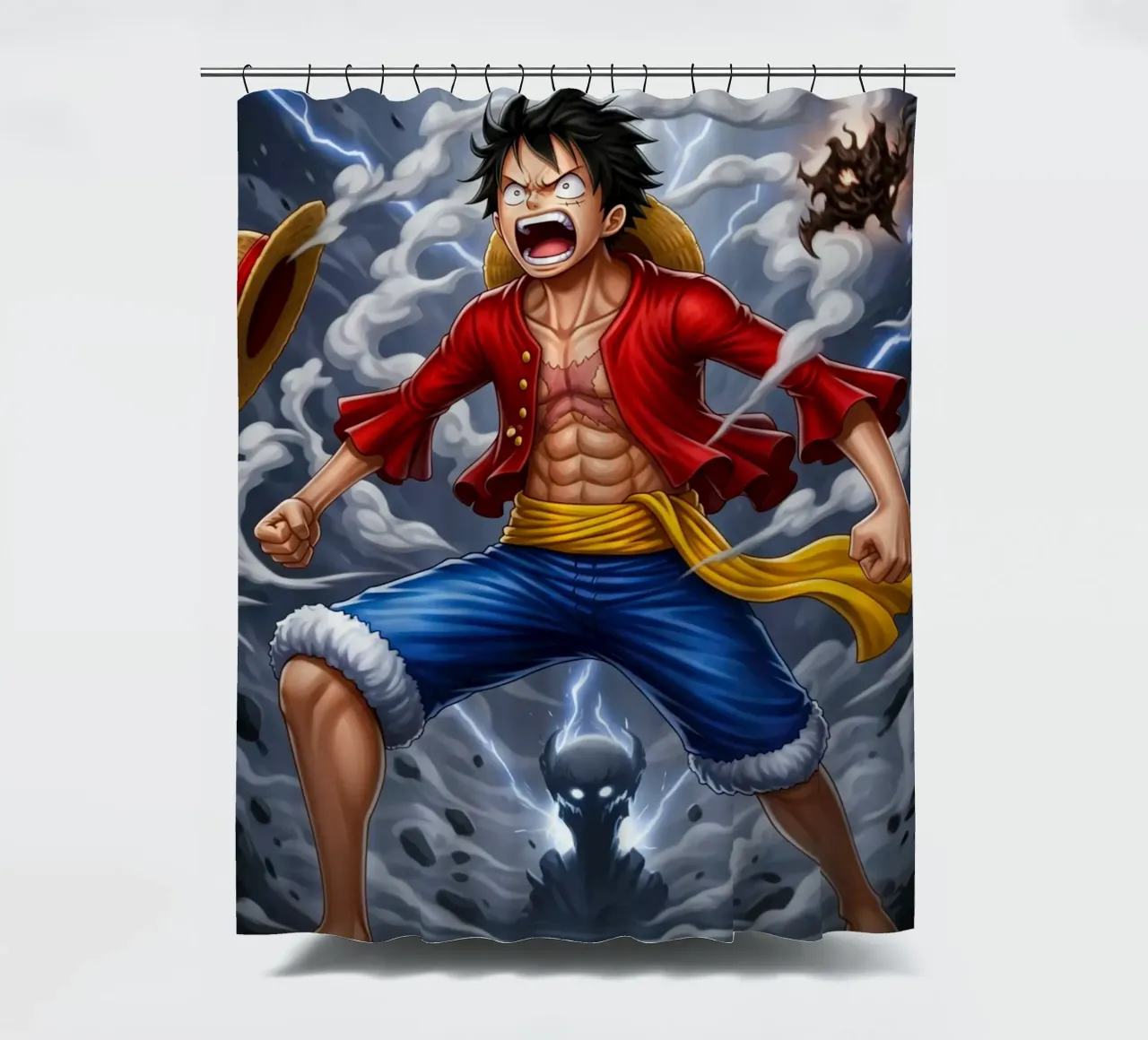 Monkey D Luffy - One Piece illustration shower curtain by Lembayung art