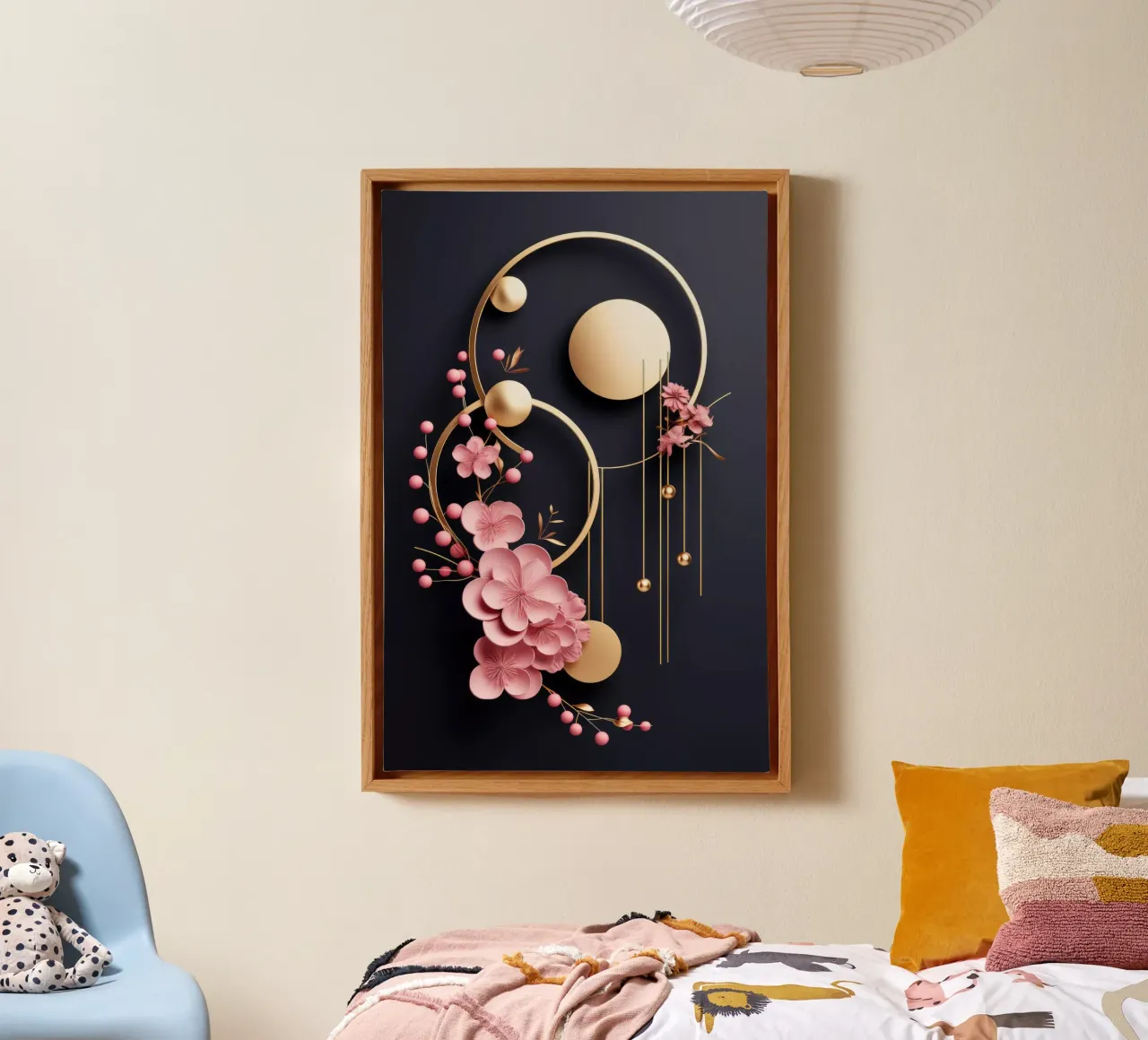 Bubblegum Abstract Minimalistisch Esthetisch Bloemen 4 canvas met Baklijst van Tameo