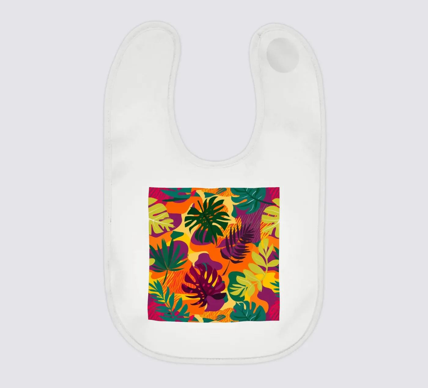 Fiery Tropic Pattern baby bib by Line Fable