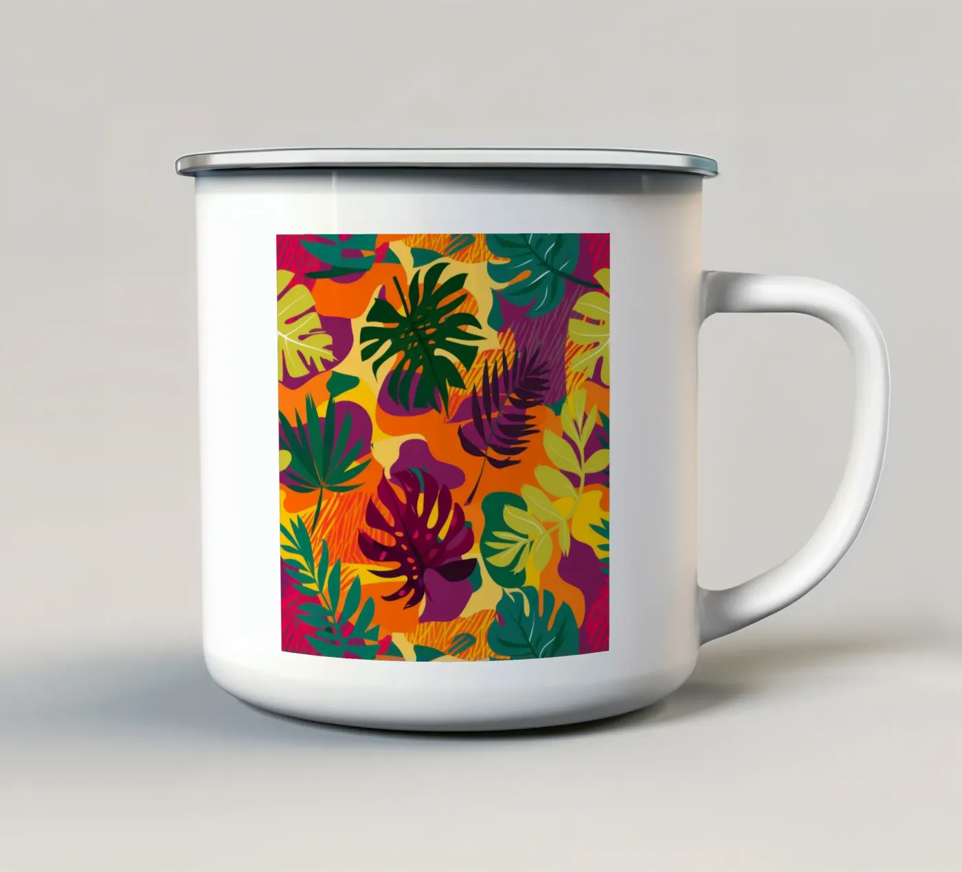 Fiery Tropic Pattern enamel mug by Line Fable
