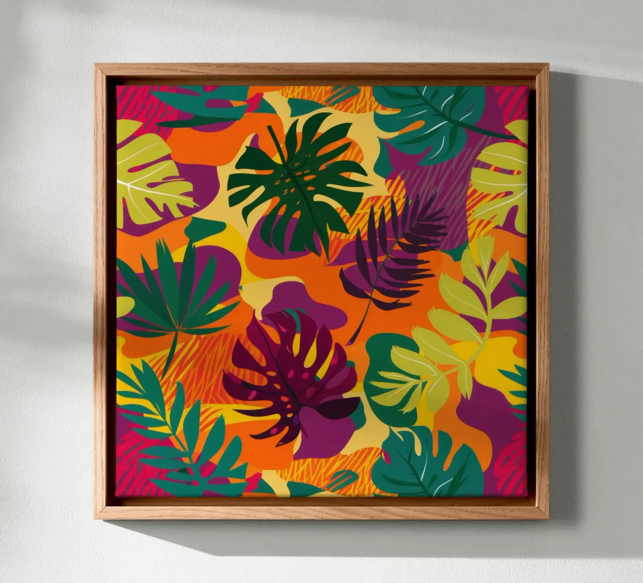 Vurig tropisch patroon canvas met Baklijst van Line Fable