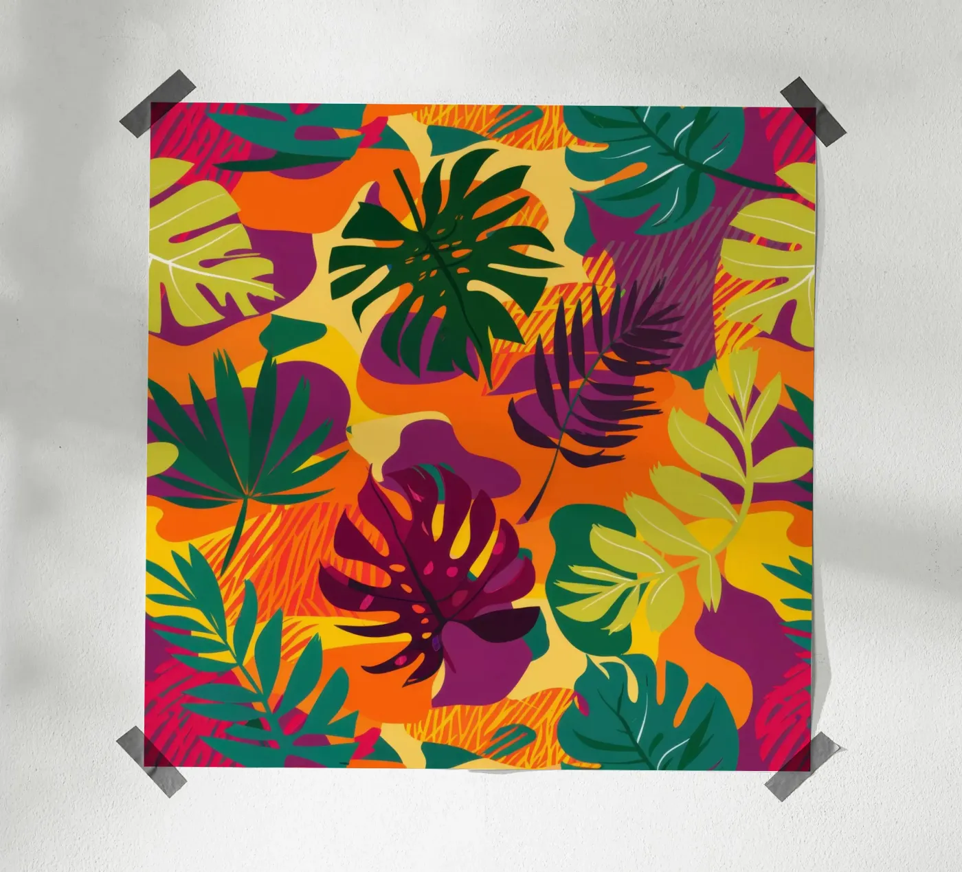 Vurig tropisch patroon poster van Line Fable