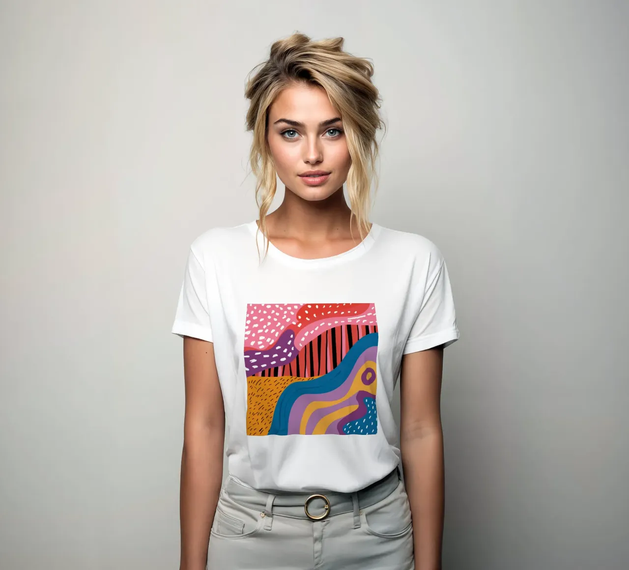 Wavy Abstract River women's fitted t-shirt by Lunar Valentina