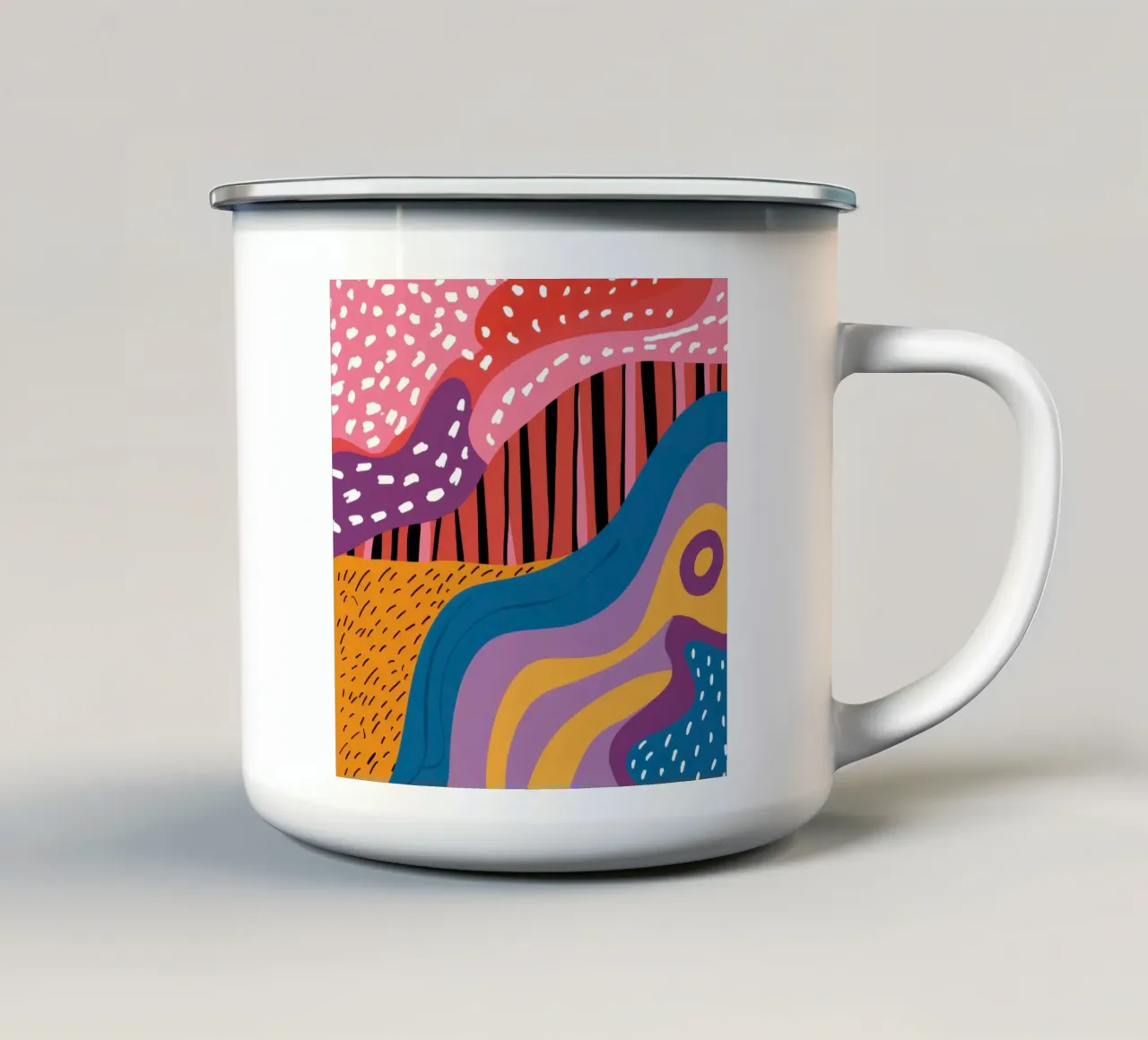 Golvende abstracte rivier emaille mok van Lunar Valentina