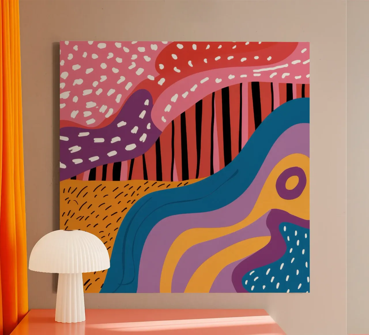 Golvende abstracte rivier canvas van Lunar Valentina