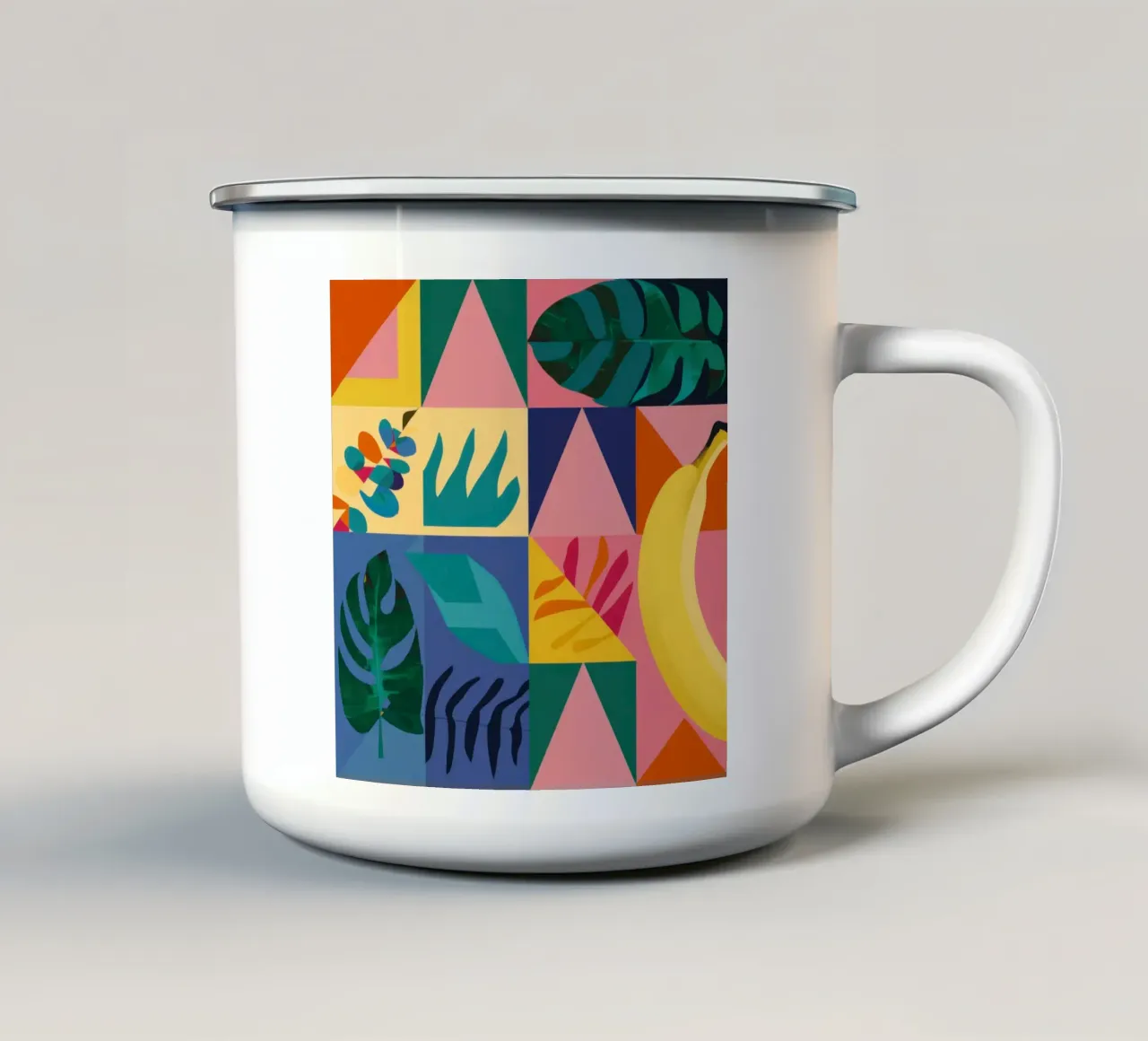Banaan Abstracte Stilte emaille mok van Obs Canvas