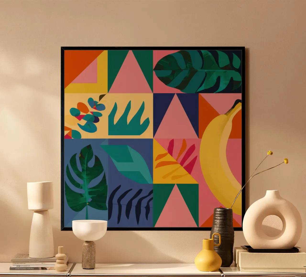 Banaan Abstracte Stilte poster van Obs Canvas