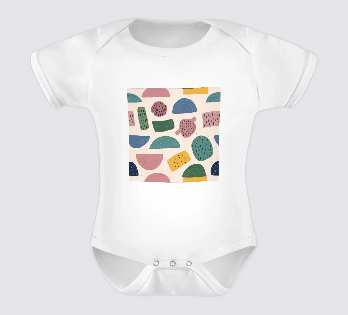 Pastel Shape Pattern Kurzarm Babybody von Line Fable