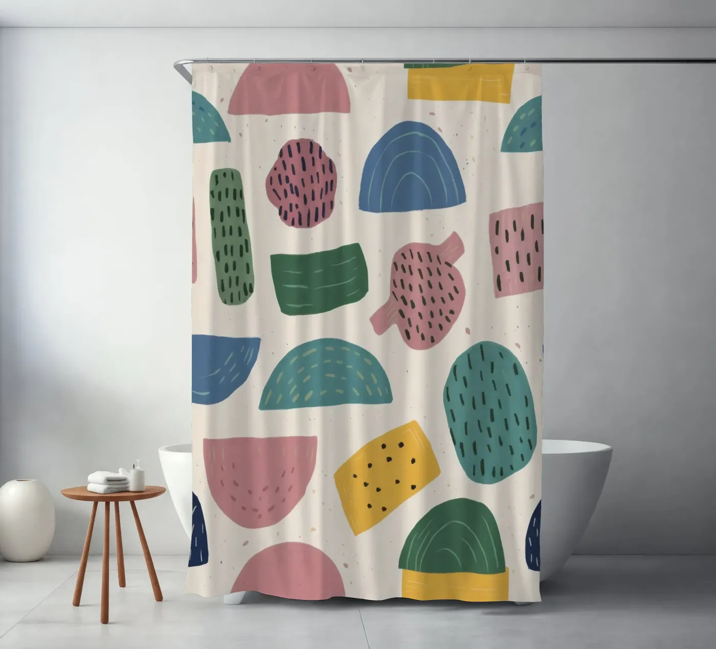 Pastel Shape Pattern Duschvorhang von Line Fable