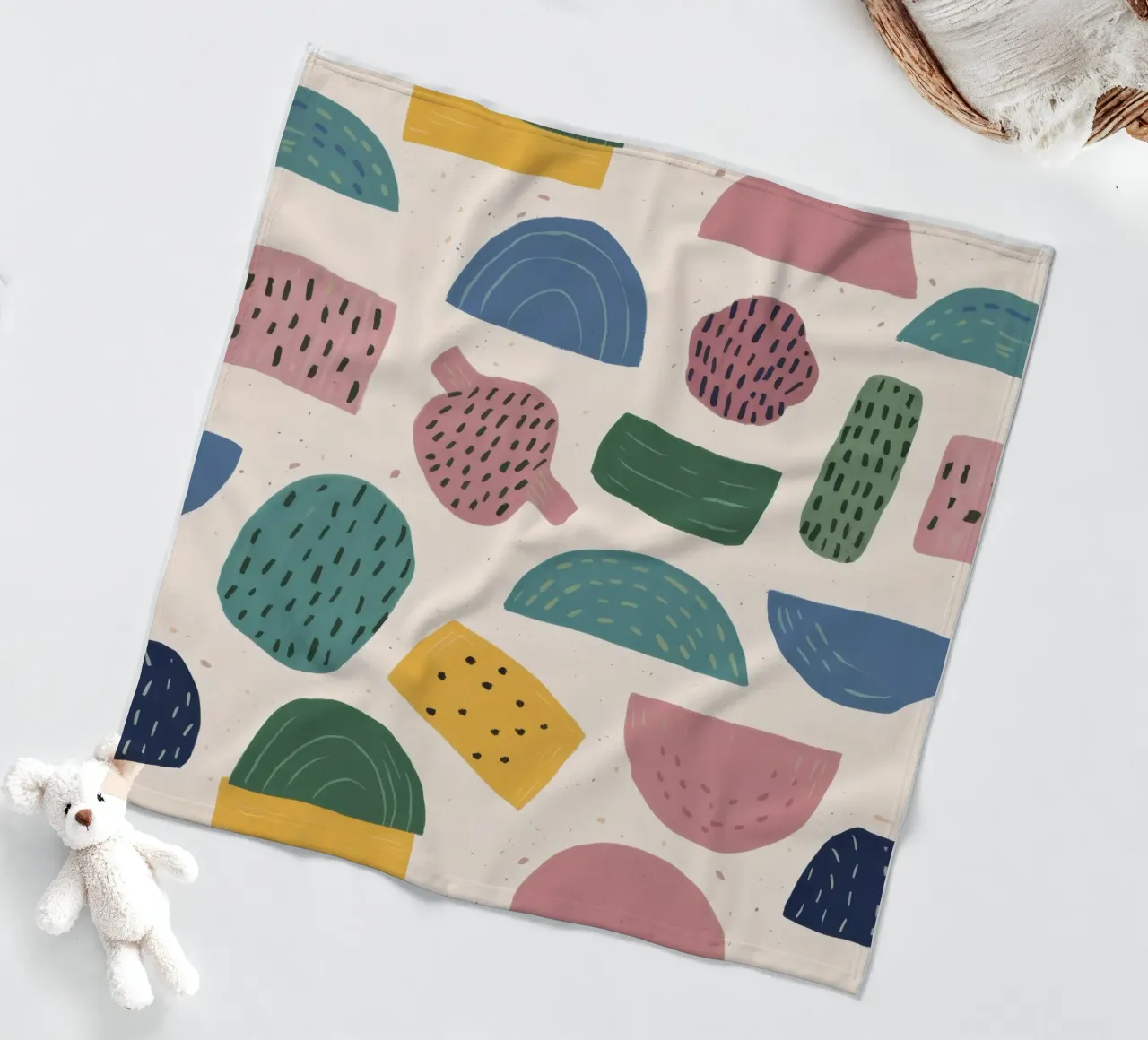 Pastel Shape Pattern Fleecedecke von Line Fable