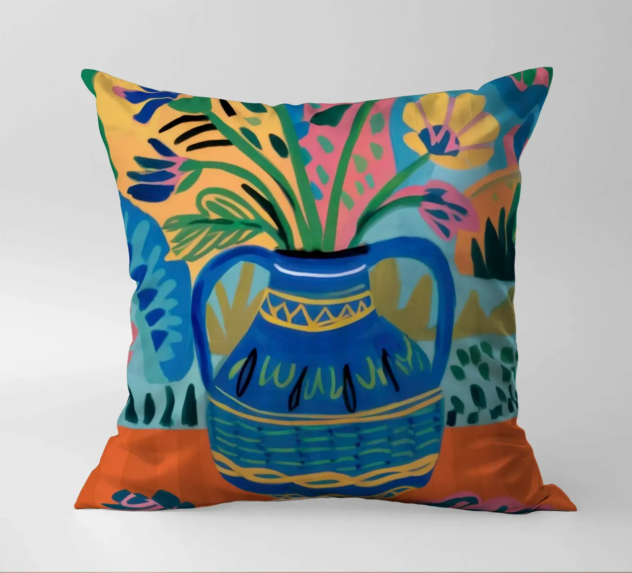 Vaso di fiori d'arte popolare cuscino da Thistle Bloom