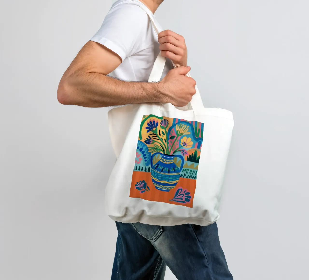 Folk Art Flower Vase tote bag by Thistle Bloom