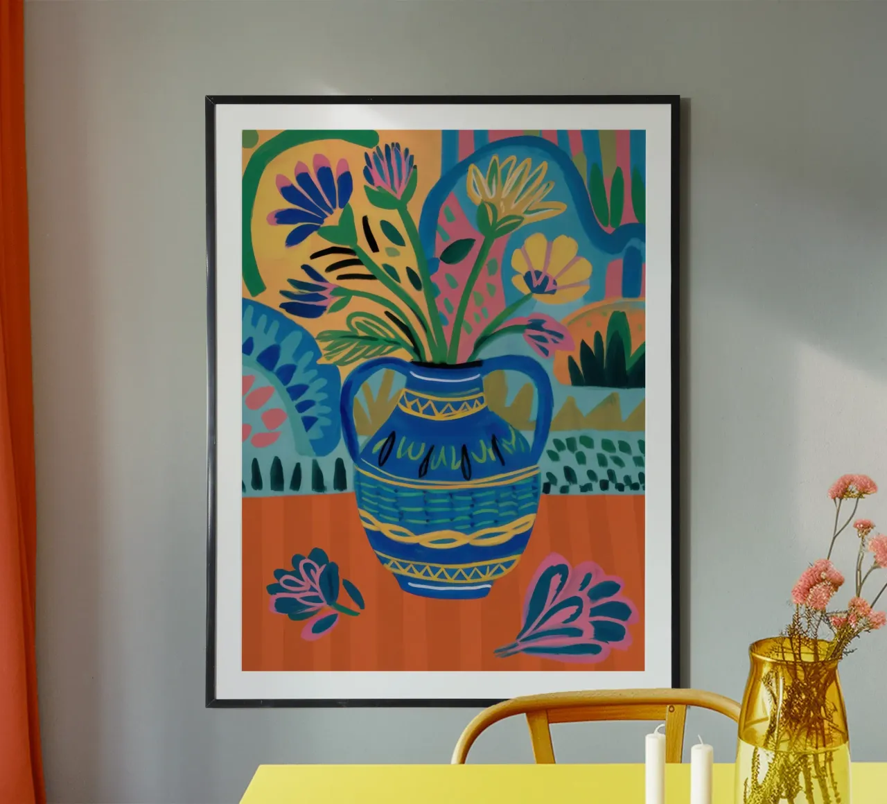 Folk Art Flower Vase poster by Thistle Bloom