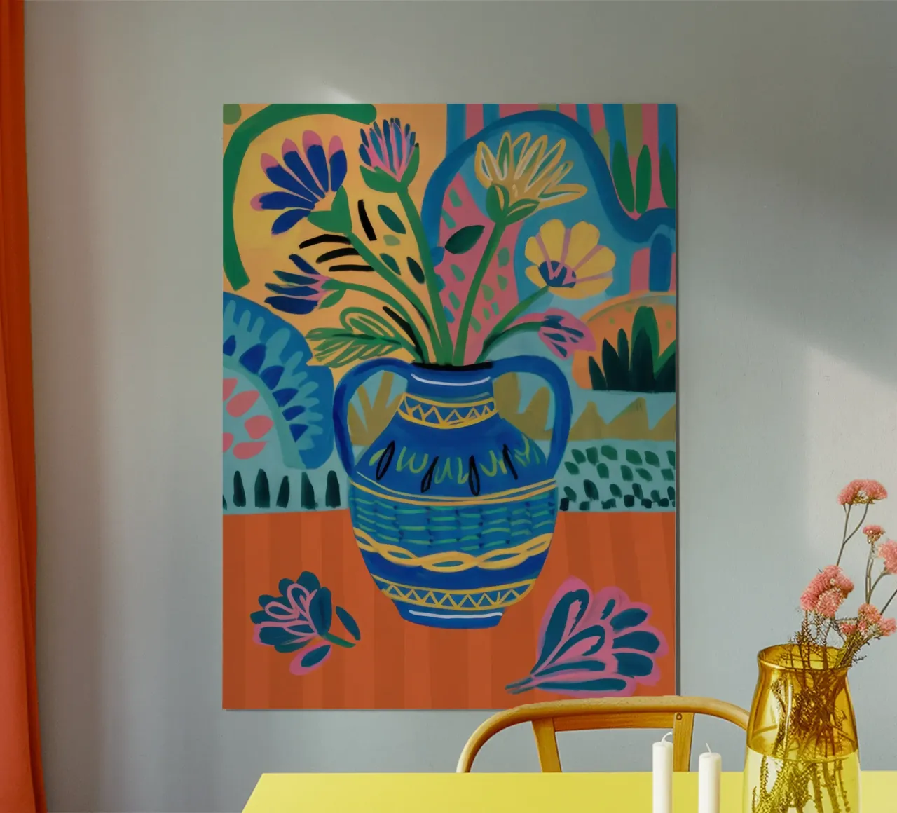 Folk Art Flower Vase poster by Thistle Bloom
