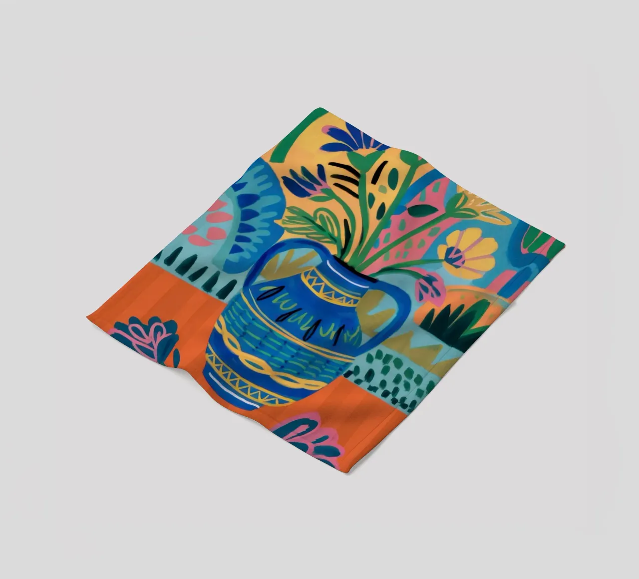 Folk Art Flower Vase fleece blanket by Thistle Bloom