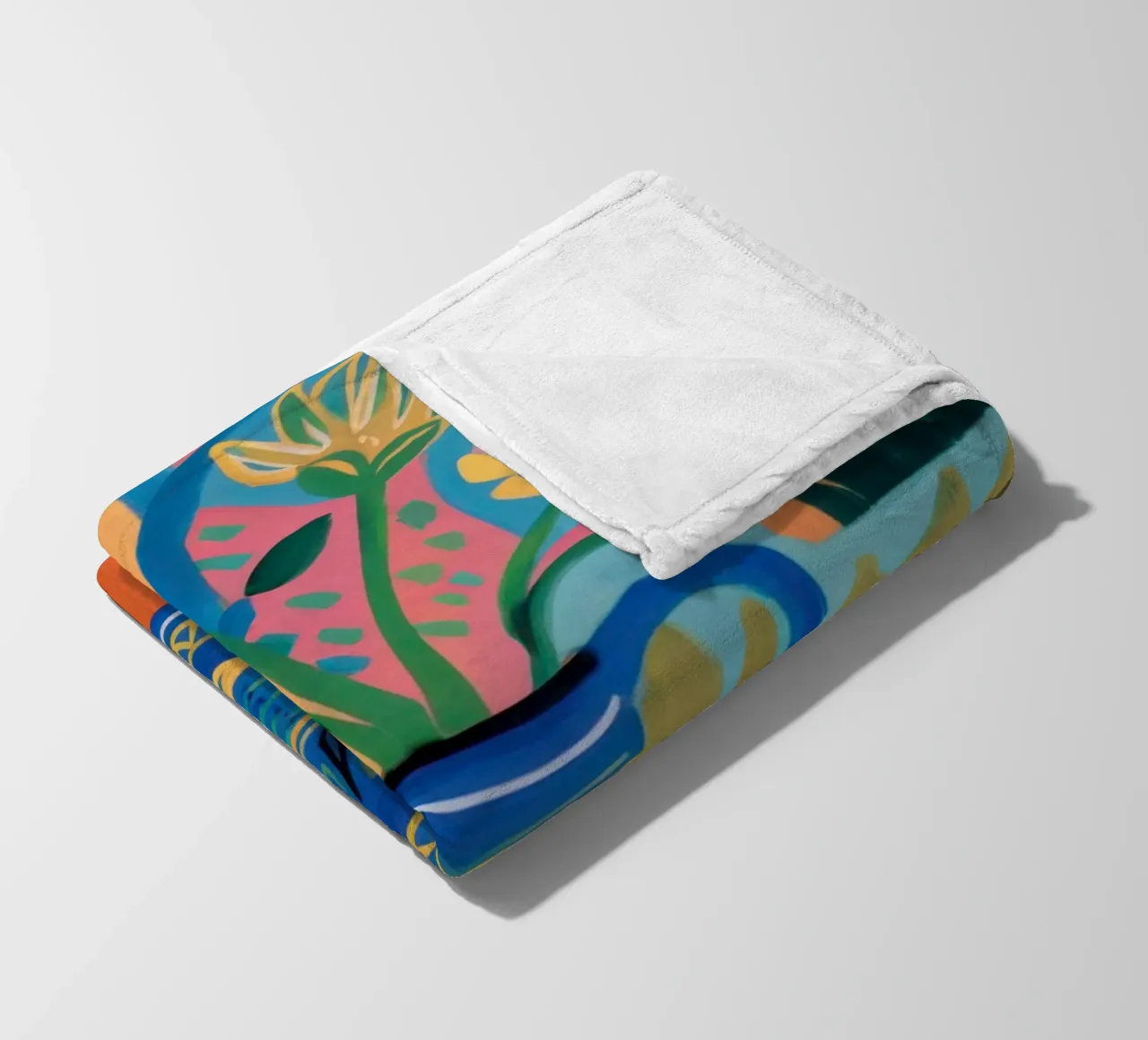 Folk Art Flower Vase fleece blanket by Thistle Bloom